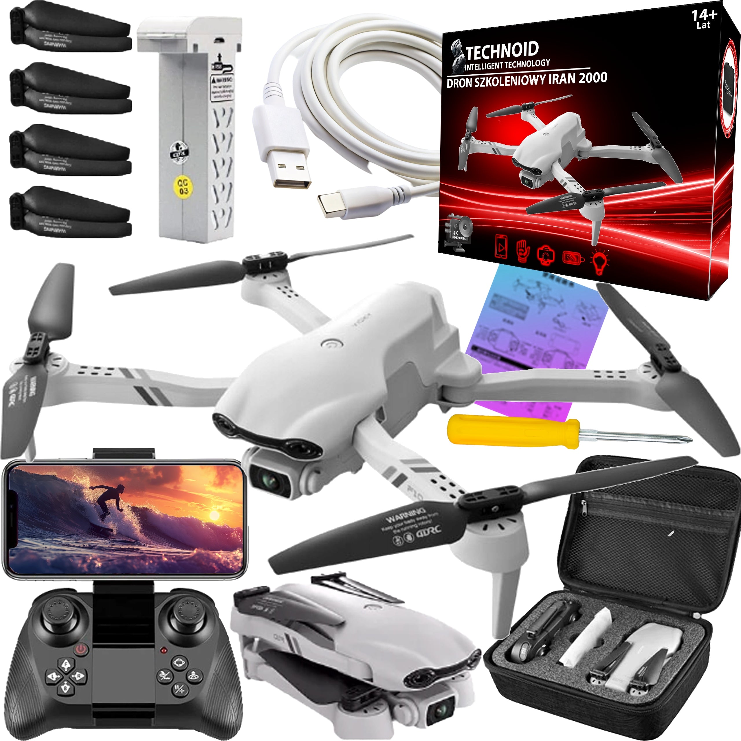 DRONE TECHNOID REMOTE CONTROLLED 1 AKU WIFI CAMERA 2000M 30Min 45KM/h XXXXXL Manufacturer code DRON TECHNOID IRAN 2000 1 AKU