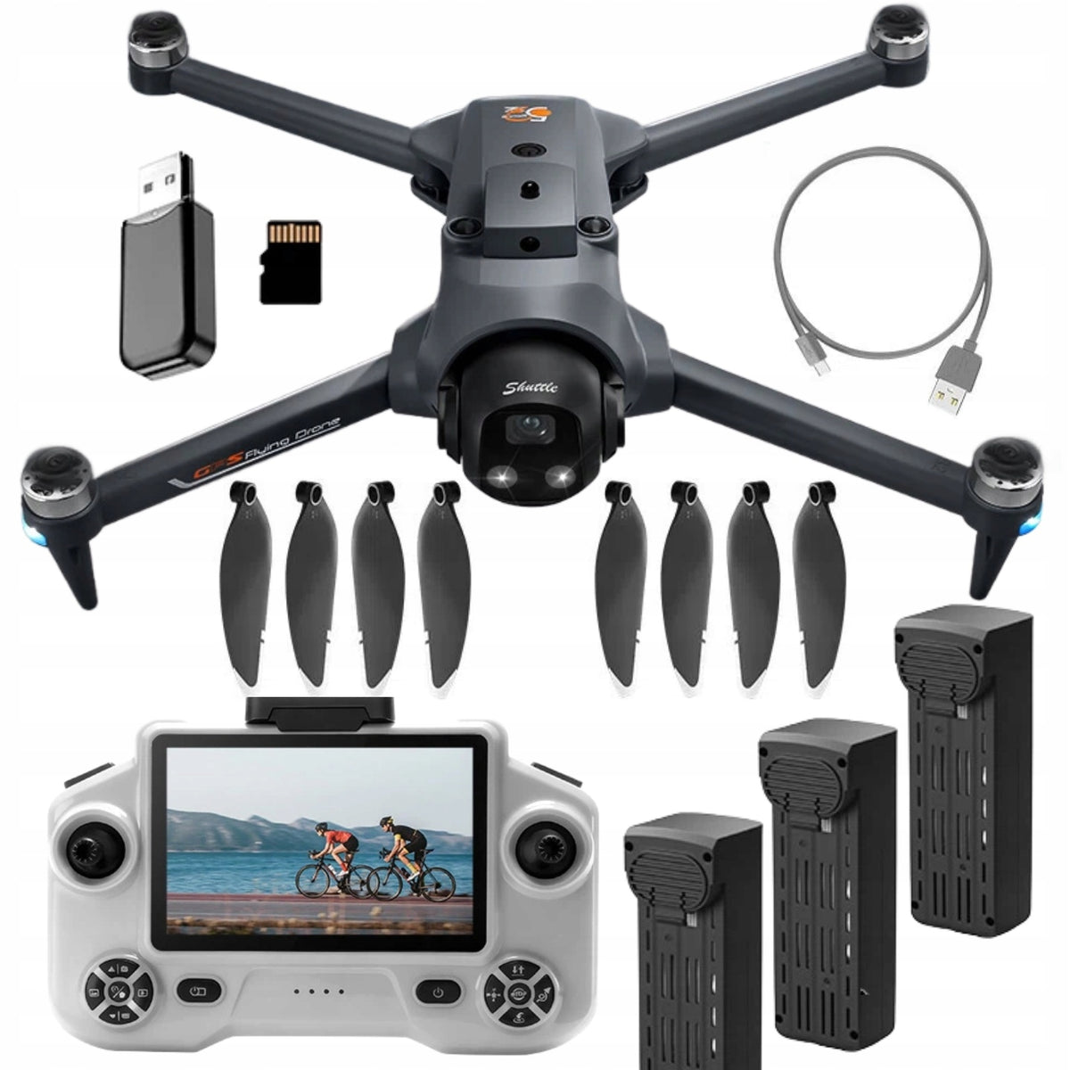 DRONE TOY LCD CONTROLLER 2 CAMERAS GPS WIFI 5G 3x AKU RANGE 2000m 20min