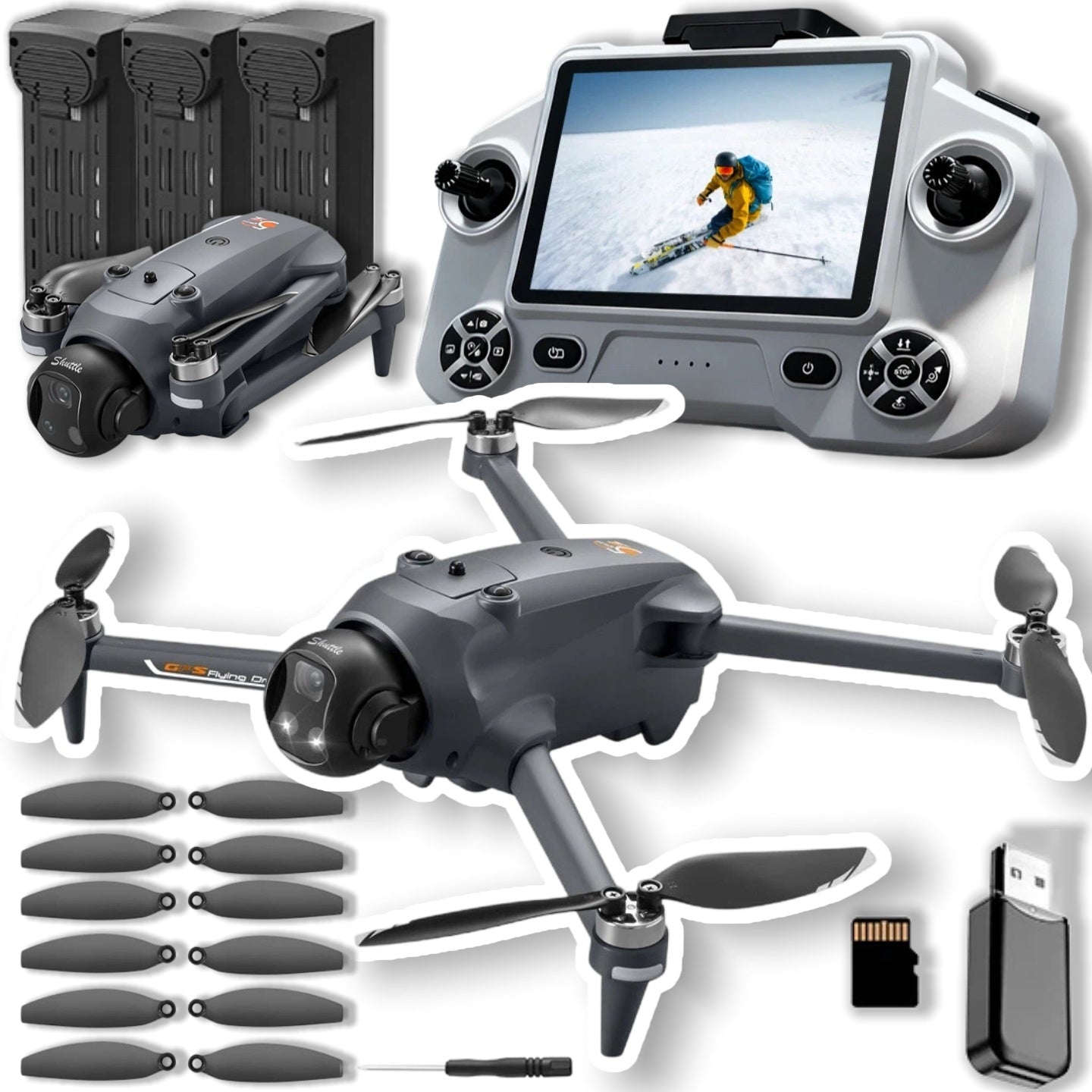 DRONE TOY LCD CONTROLLER 2 CAMERAS GPS WIFI 5G 3x AKU RANGE 4000m 25min