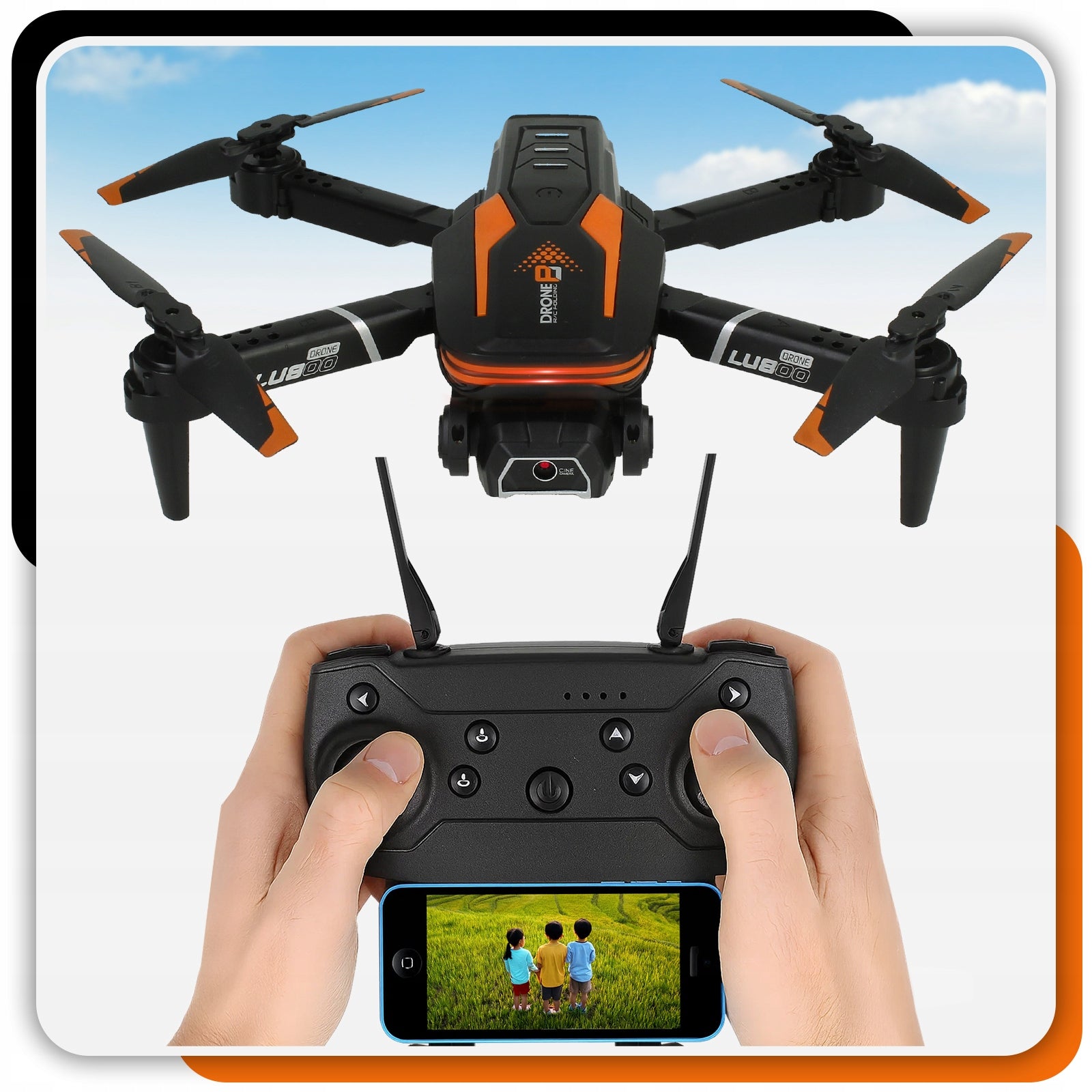 DRONE TWO WIFI CAMERAS FOLDING COVER TOY HOVER RECHARGEABLE REMOTE CONTROL 2.4GHz Brand no brand
