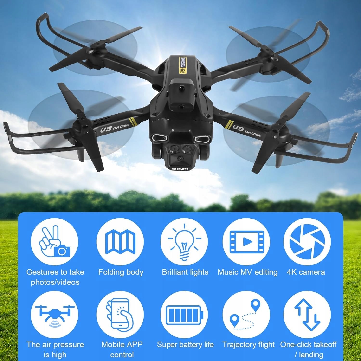 DRONE WITH 1080P FPV WIFI CAMERA WITH 2 BATTERIES AVOIDING OBSTACLES 3D FLIP Brand no brand