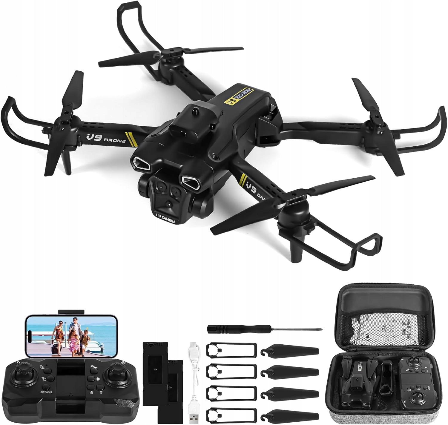DRONE WITH 1080P FPV WIFI CAMERA WITH 2 BATTERIES AVOIDING OBSTACLES 3D FLIP