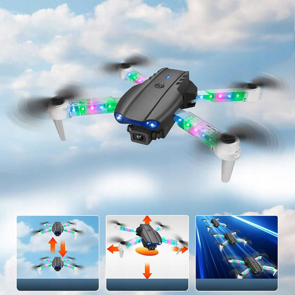 DRONE WITH 2 WIFI LED CAMERAS START ONE BUTTON COLORFUL LED FLIGHT 16 MIN Manufacturer code PLEGBLE