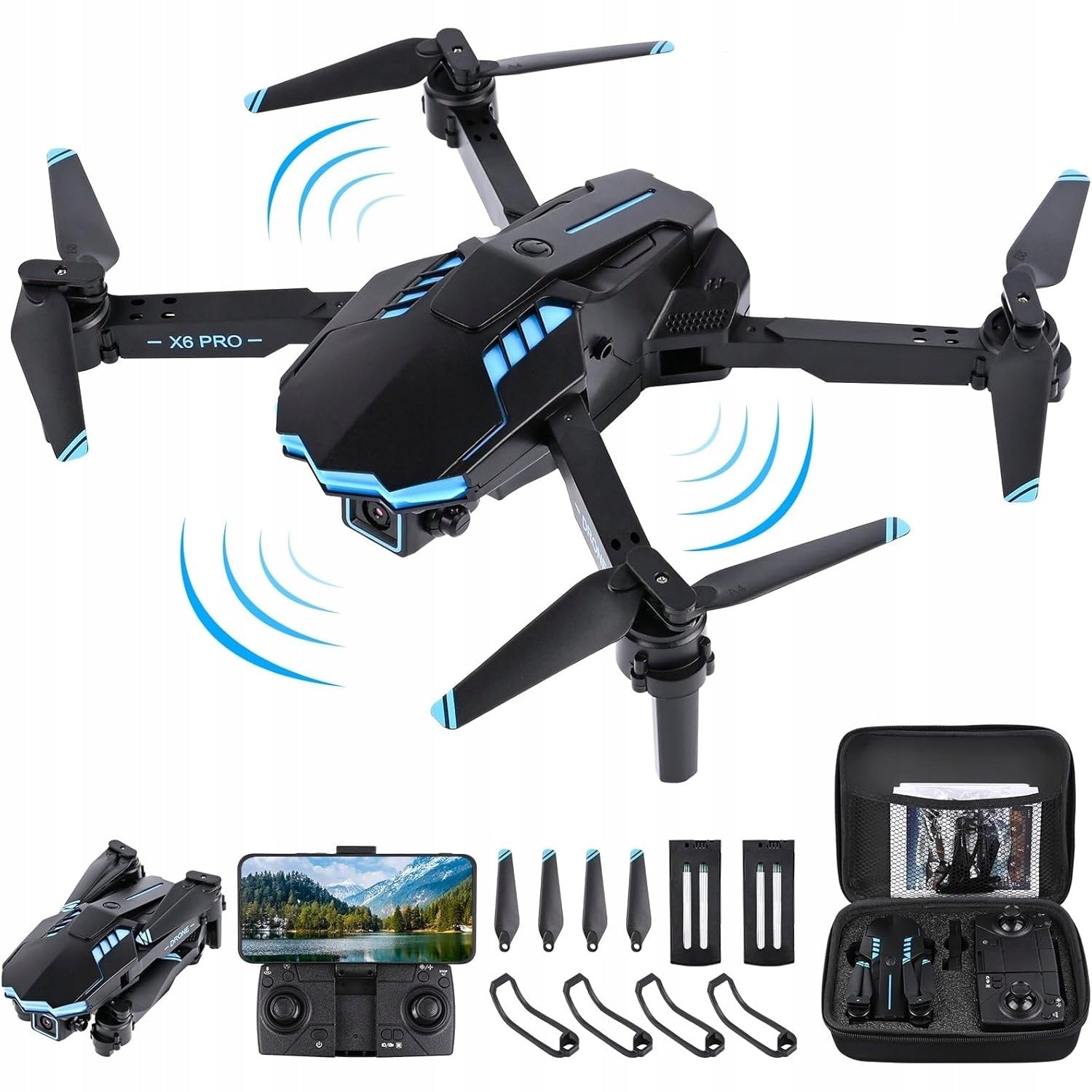 DRONE WITH 4 PROPELLER GUARDS AND CARRY BAG FOR BEGINNERS Packaging status original