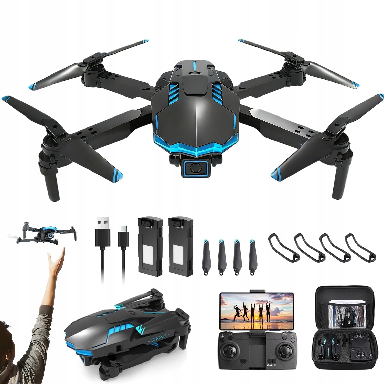 DRONE WITH 4 PROPELLER GUARDS AND CARRY BAG FOR BEGINNERS