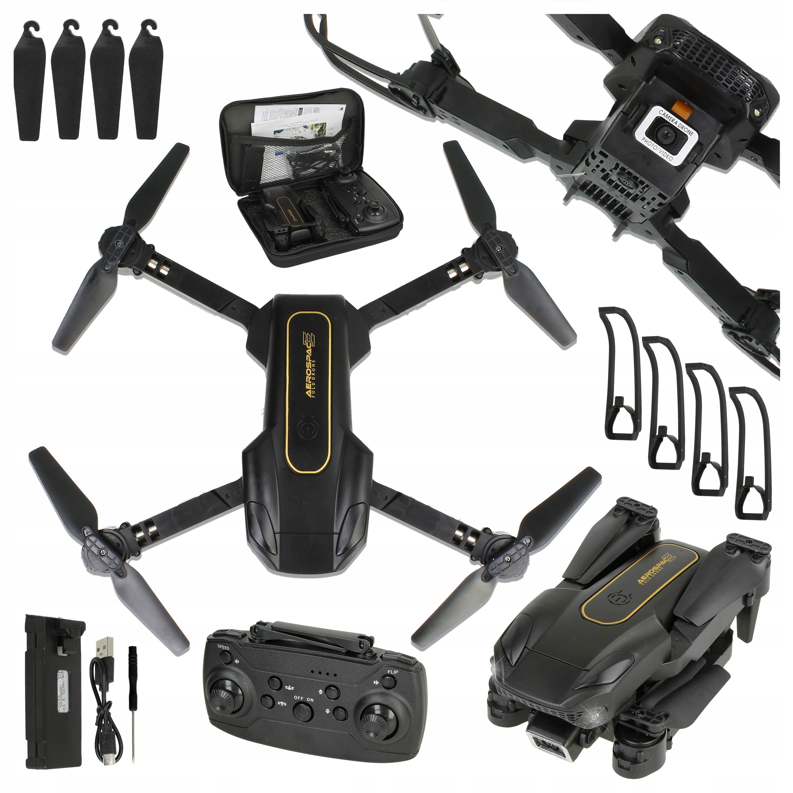 DRONE WITH CAMERA 2X WI-FI PHONE PREVIEW SPEED MODES HOVER LED COVER Packaging status original