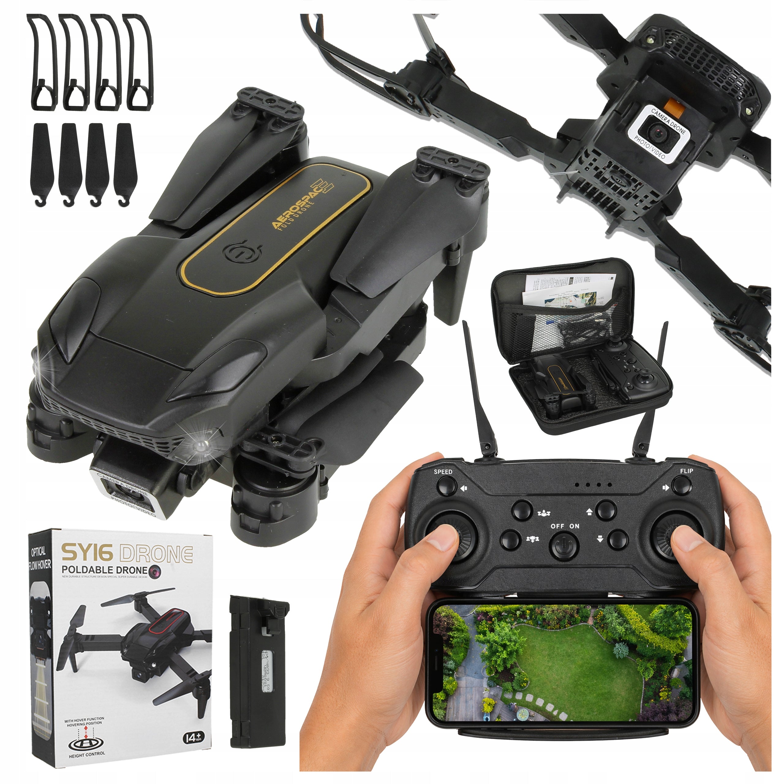 DRONE WITH CAMERA 2X WI-FI PHONE PREVIEW SPEED MODES HOVER LED COVER