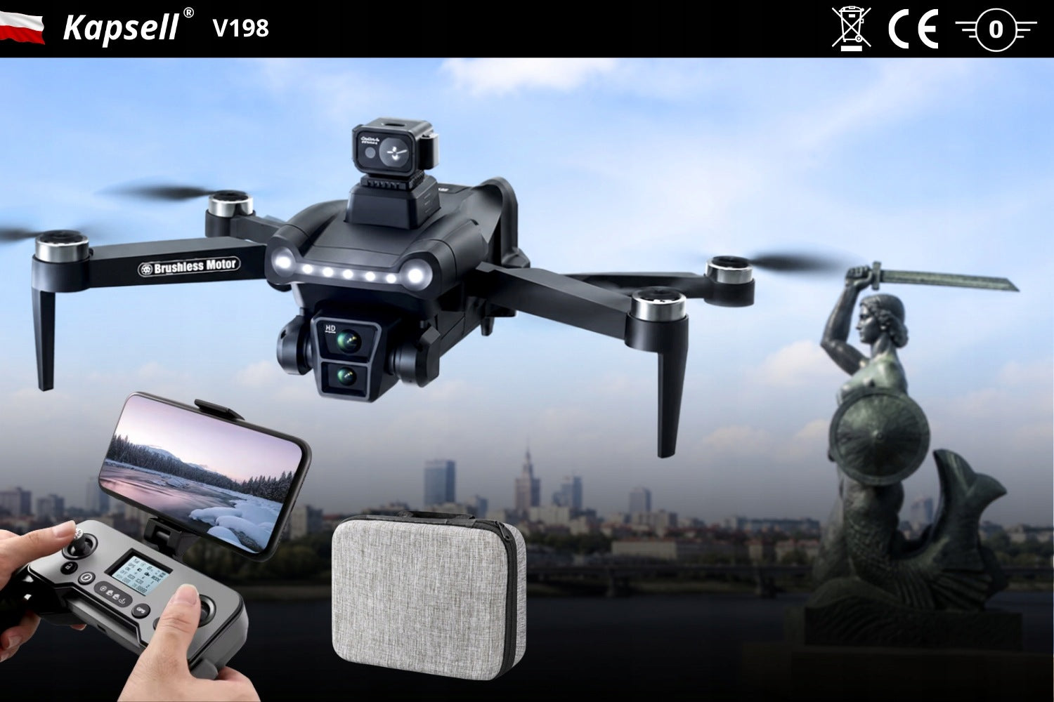DRONE WITH CAMERA 8K LCD DISPLAY 5' BRUSHLESS MOTORS RANGE 3000M GPS Packaging status original
