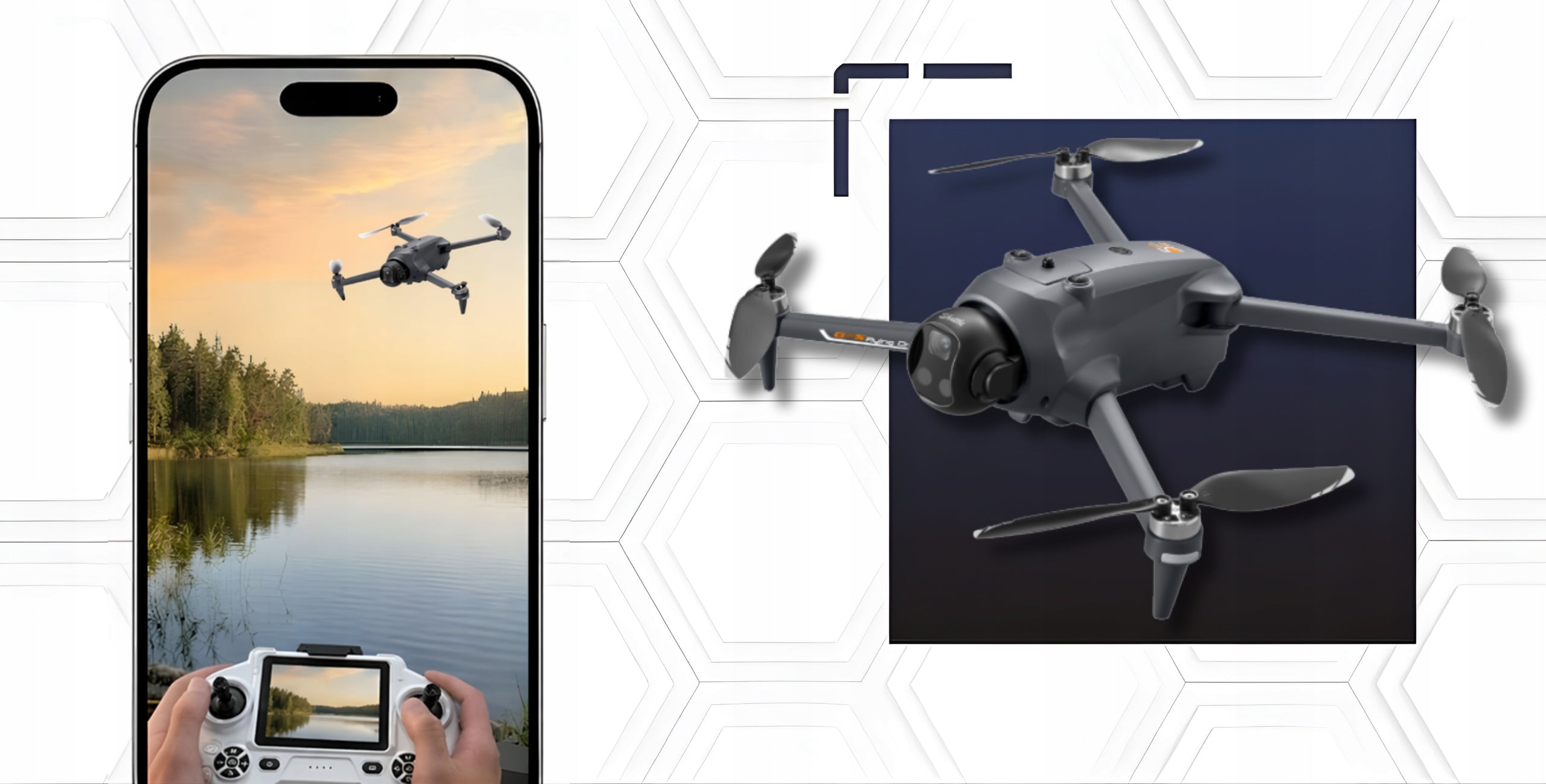 DRONE WITH HD GPS WIFI CAMERA 3 BATTERIES LCD SCREEN BRUSHLESS TOY 5G Manufacturer code DRON KJ59 HD GPS
