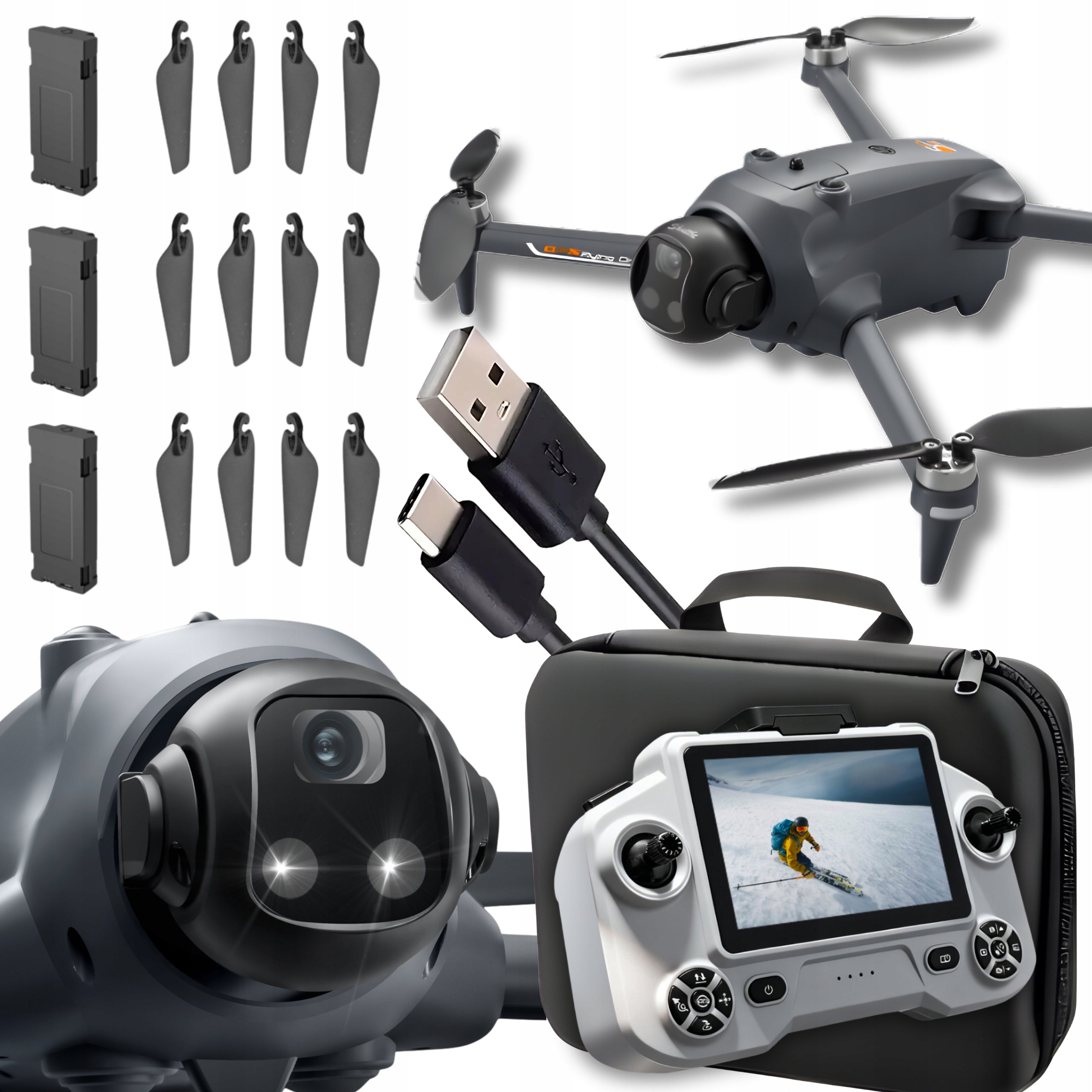 DRONE WITH HD GPS WIFI CAMERA 3 BATTERIES LCD SCREEN BRUSHLESS TOY 5G