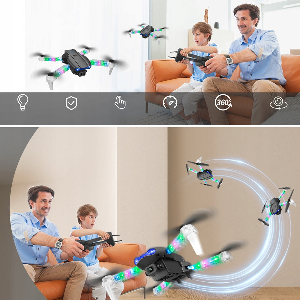 DRONE WITH TWO CAMERAS WIF LED SELFIE AUTOMATIC START HOVER 2 BATTERIES Model Smart Life F10