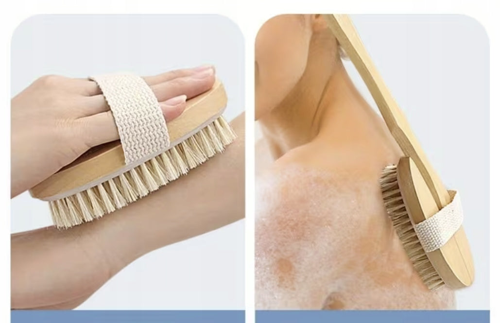 DRY AND WET BODY MASSAGE BRUSH WITH NATURAL HANDLE Model SZCZOTKA