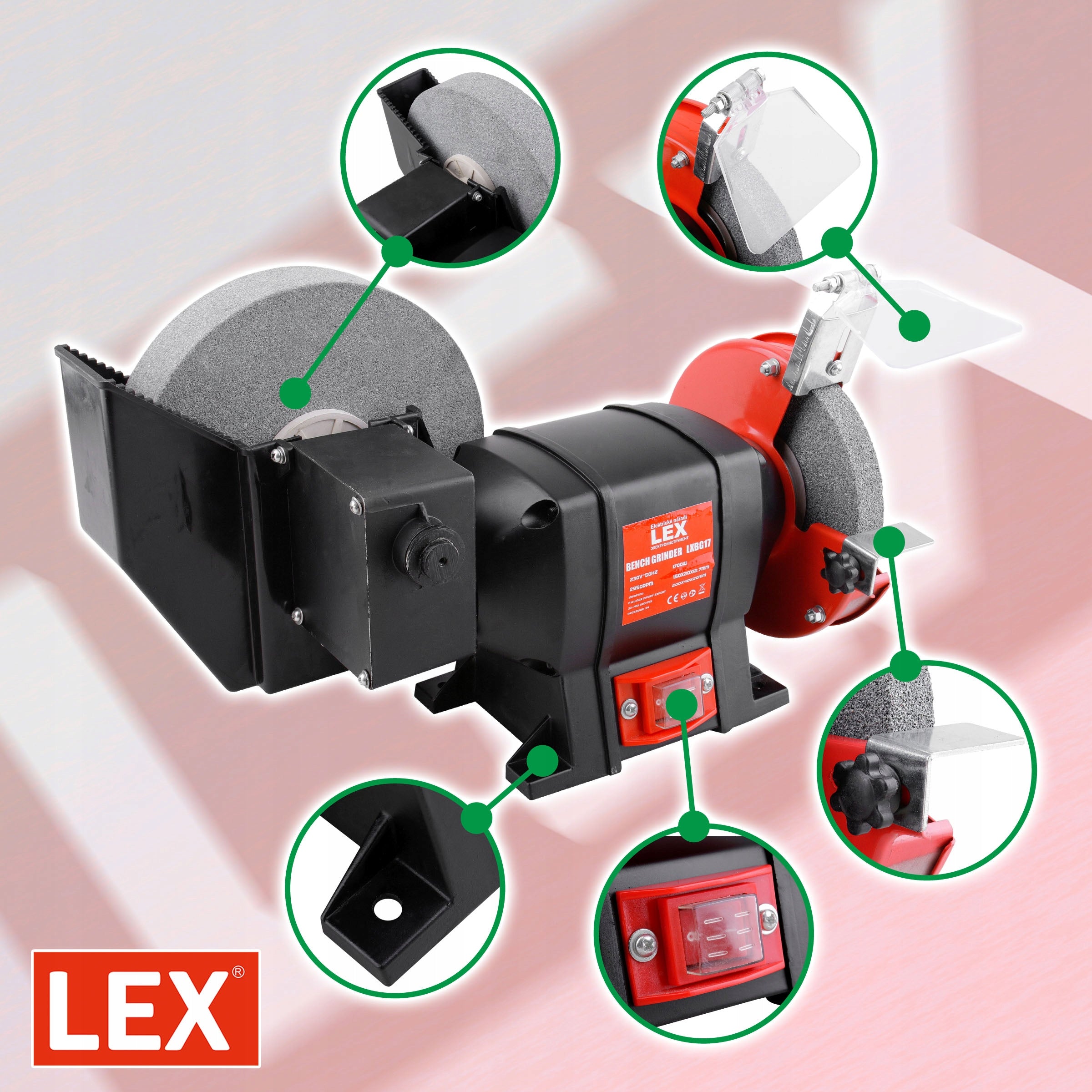 DRY AND WET TABLE GRINDER FOR SHARPENING, SLOW SPEED, 2 STONES Brand Lex