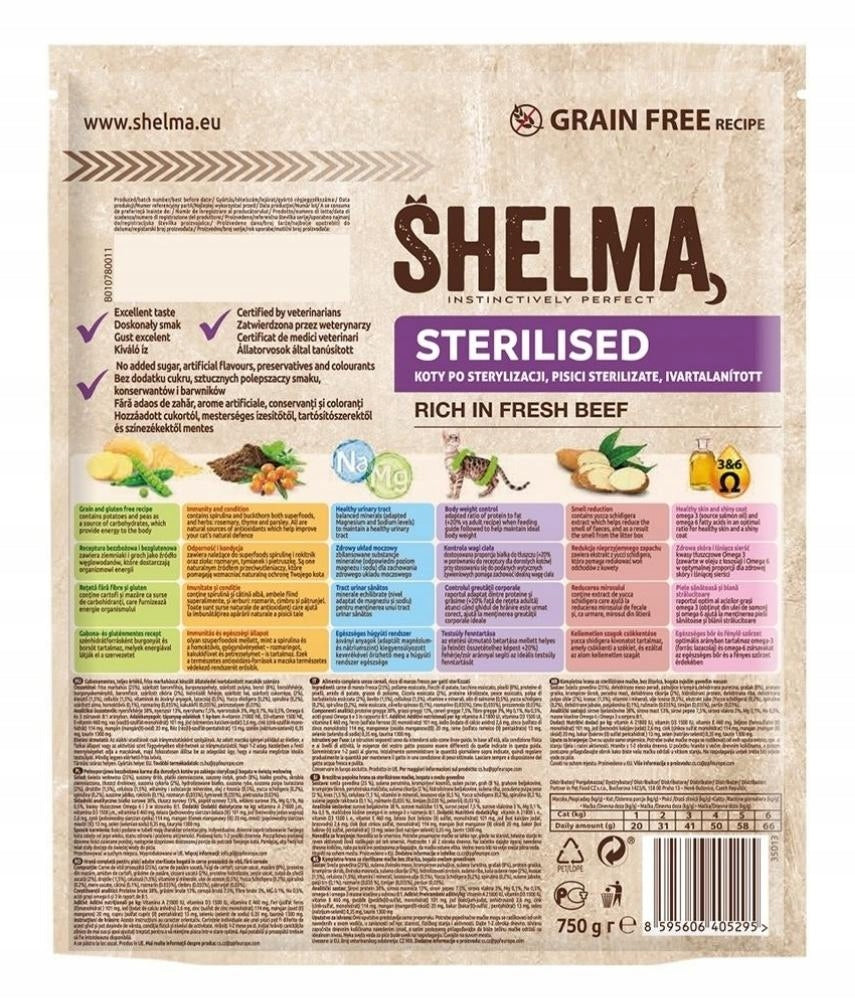 DRY CAT FOOD STERILISED BEEF SHELMA Trade name SHELMA Sterilised z wołowiną, 750g