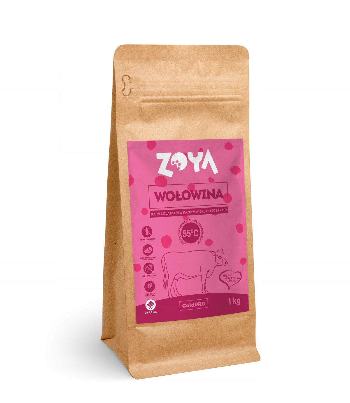 DRY DOG FOOD BEEF 1KG ZOYA ColdPRO MONOPROTEIN GOOD COMPOSITION Packaging status original