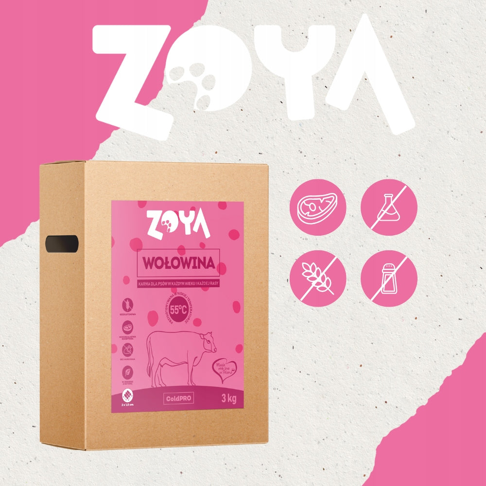 DRY DOG FOOD BEEF 3KG ZOYA ColdPRO MONOPROTEIN GOOD COMPOSITION Manufacturer code ZOYA_COLDPRO_WOLOWINA_3KG