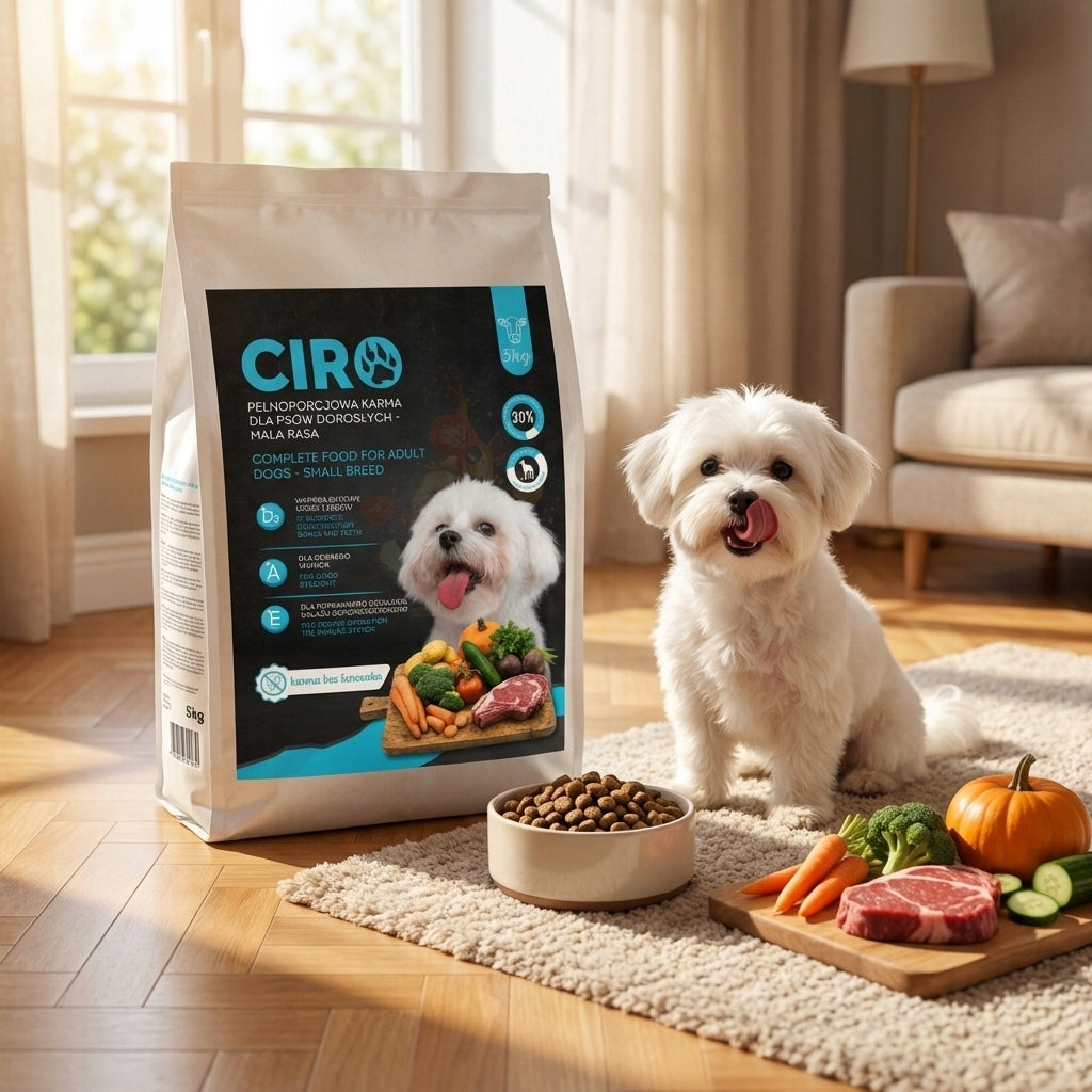 DRY DOG FOOD BEEF VEGETABLES BEEF SMALL BREEDS ADULT CIRO 5KG Manufacturer code Sucha karma z wołowiną Dorosłe psy MAŁA RASA