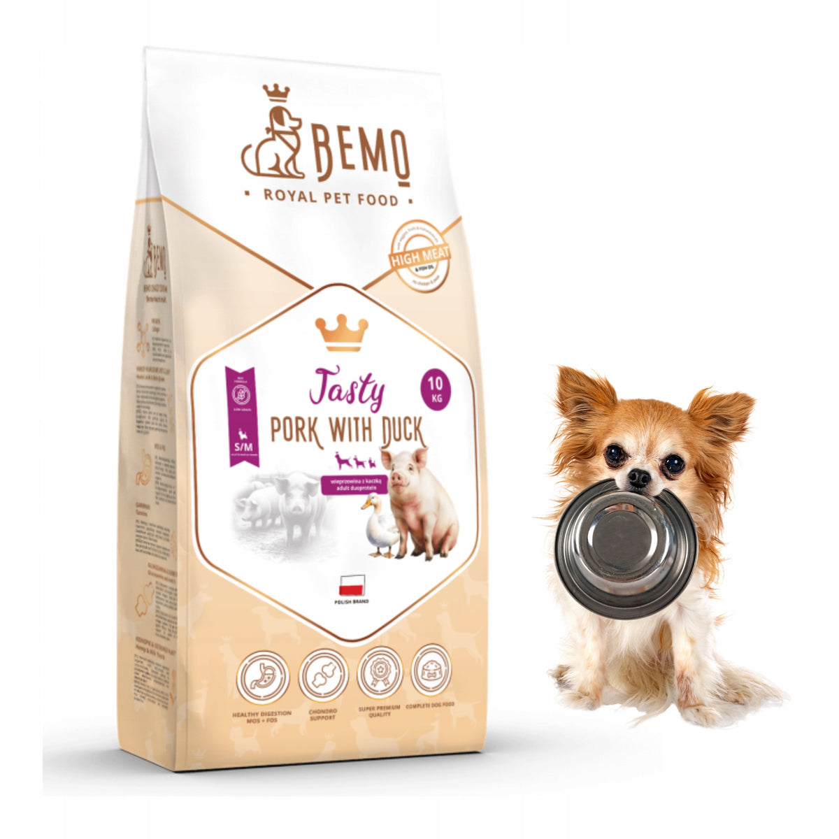 DRY DOG FOOD BEMO TASTY 10 KG S/M PORK AND DUCK OF SMALL BREEDS