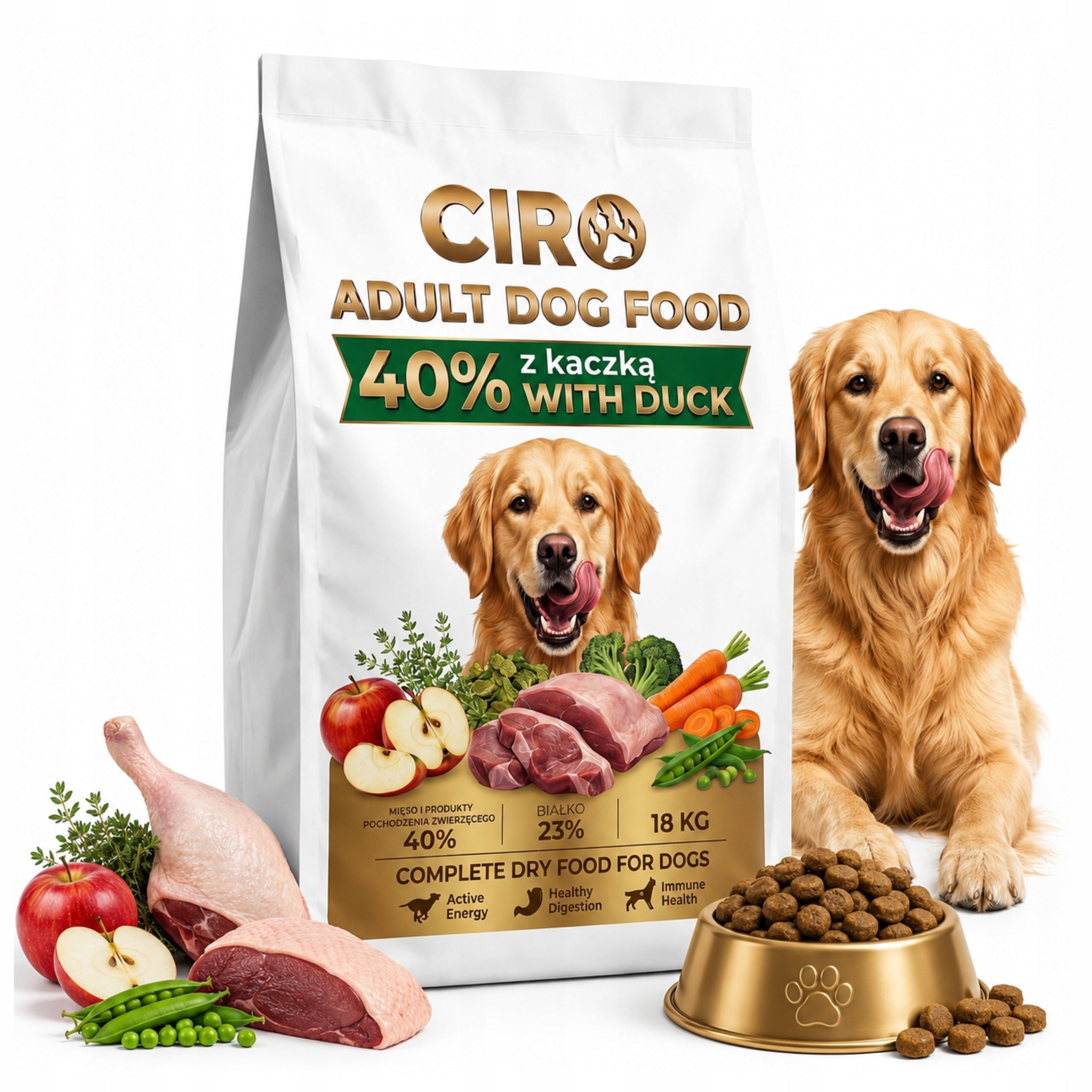 DRY DOG FOOD Ciro Duck 18 kg for Active without Chicken Adult