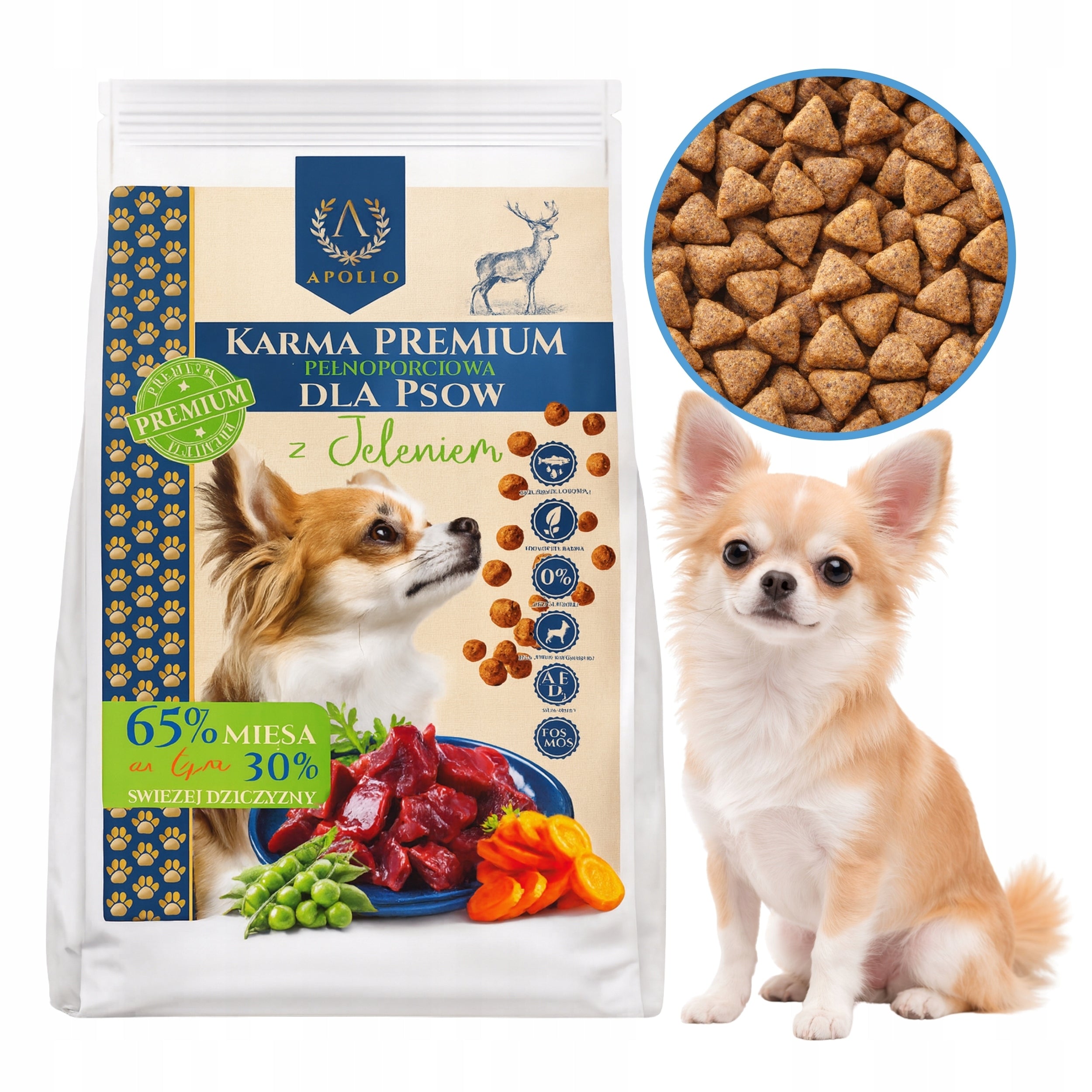DRY DOG FOOD DEER WITH VEGETABLES SMALL BREEDS UNIVERSAL CHIHUAHUA 5KG