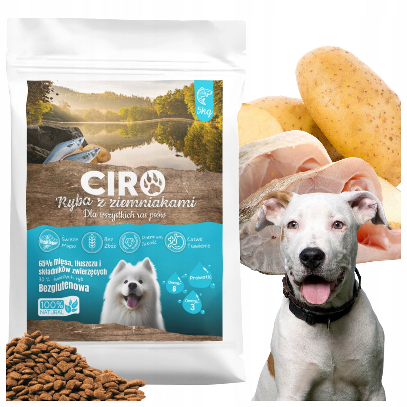 DRY DOG FOOD FISH WITH POTATOES ALL ADULT BREEDS CIRO 5KG Packaging status original