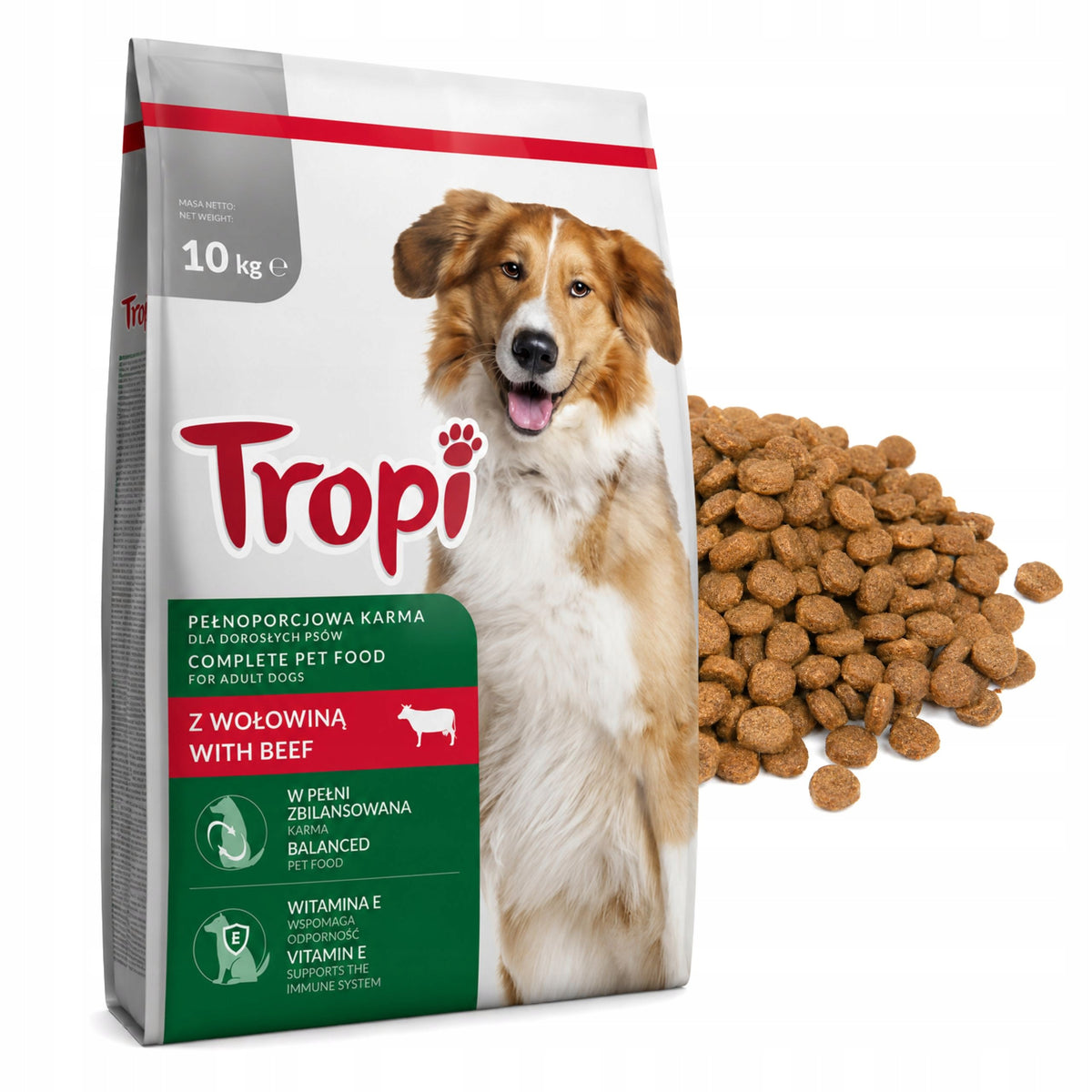 DRY DOG FOOD WITH BEEF VITAMINS 10KG