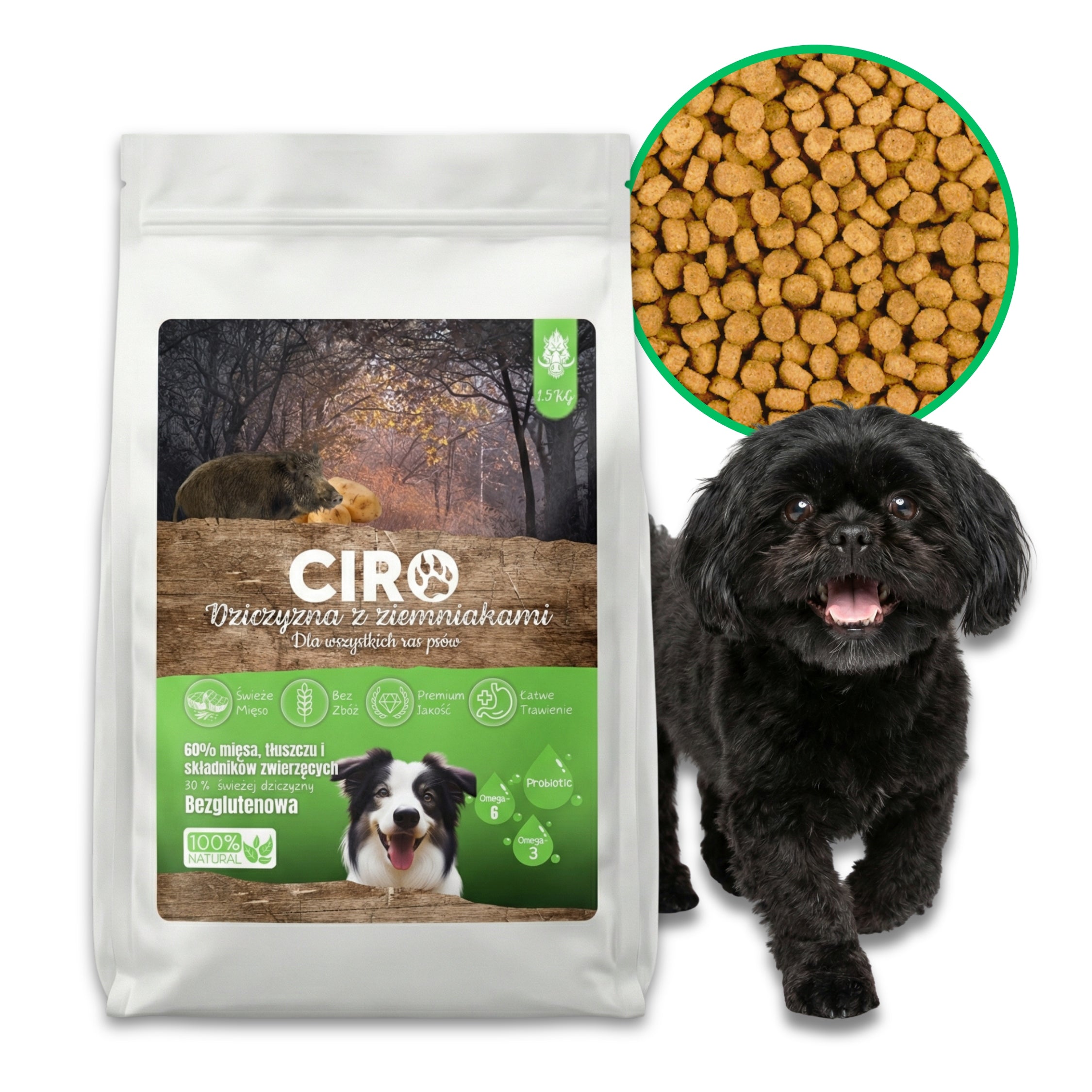 DRY FOOD FOR DOGS VENISON WITH POTATOES ADULT SMALL BREEDS CIRO 1.5KG
