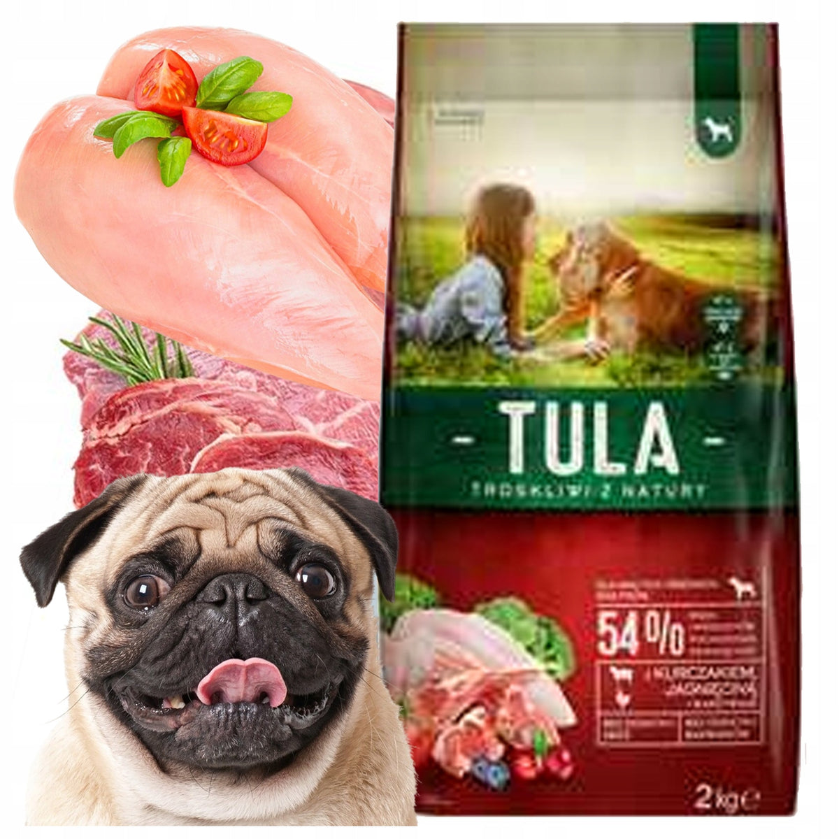 DRY FOOD TULA FOR DOG CHICKEN WITH LAMB 2 KG 54 % MEAT WITHOUT ADDED GRAINS