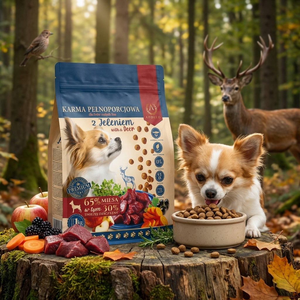 DRY FOOD WITH DEER FOR SMALL BREED DOGS 1KG SMALL HYPOALLERGENIC CRISPS Brand Apollo