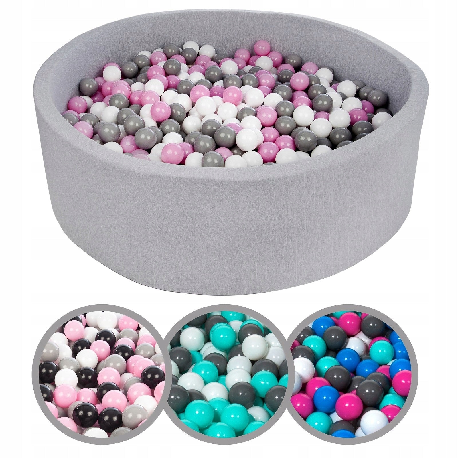 DRY POOL 125x40 cm 900 balls Grey/White Blue Rose Grey Turquoise Color gray