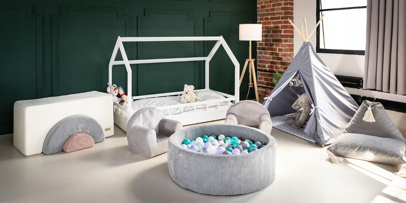 DRY POOL 125x40 cm 900 balls Grey/White Blue Rose Grey Turquoise Material foam fabric