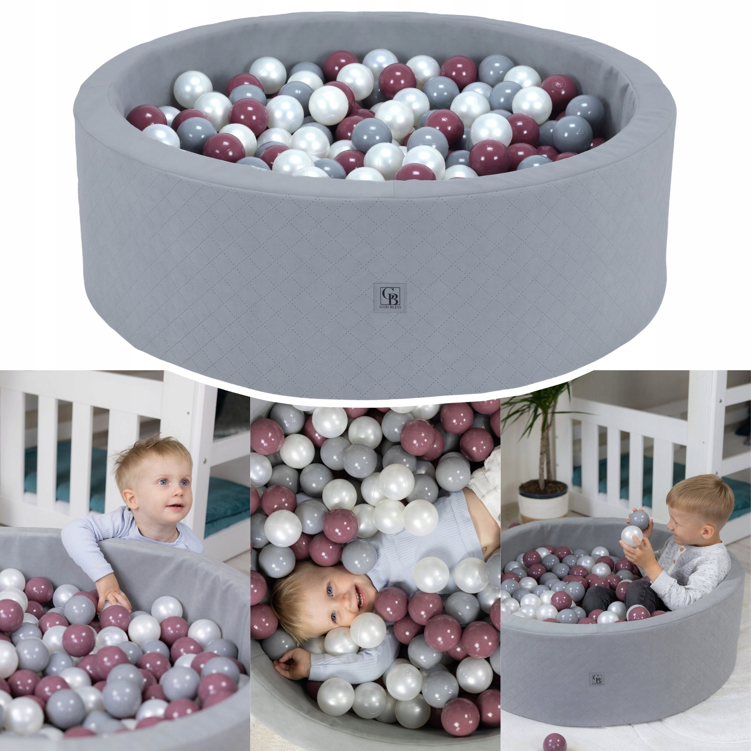 DRY POOL WITHOUT BALLS PLAYPEN FOR CHILDREN 6 COLORS VELVET LARGE GRAY Brand no brand