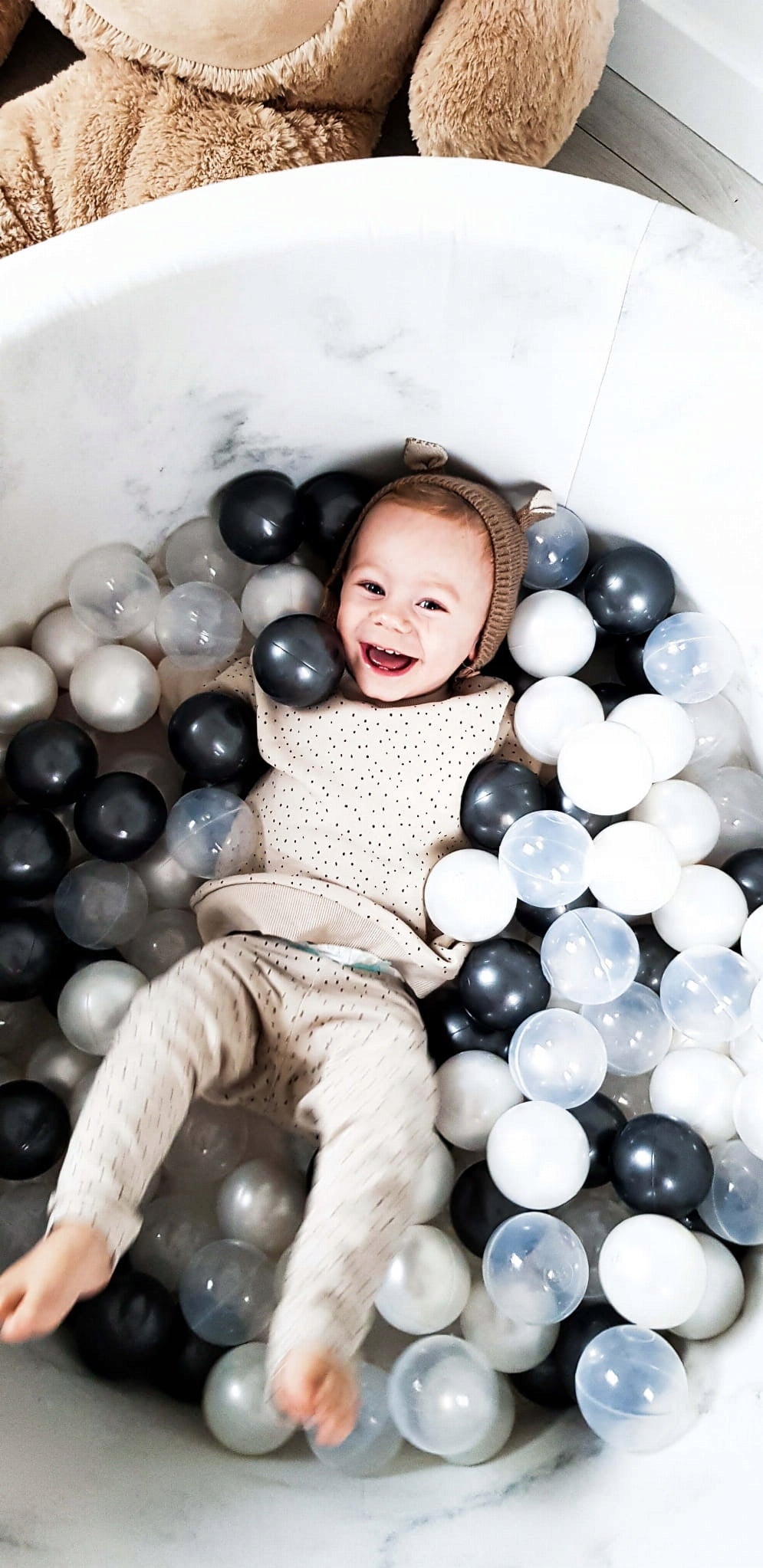 DRY POOL without balls PLAYPEN for children 130x30cm marble round Brand Mimii