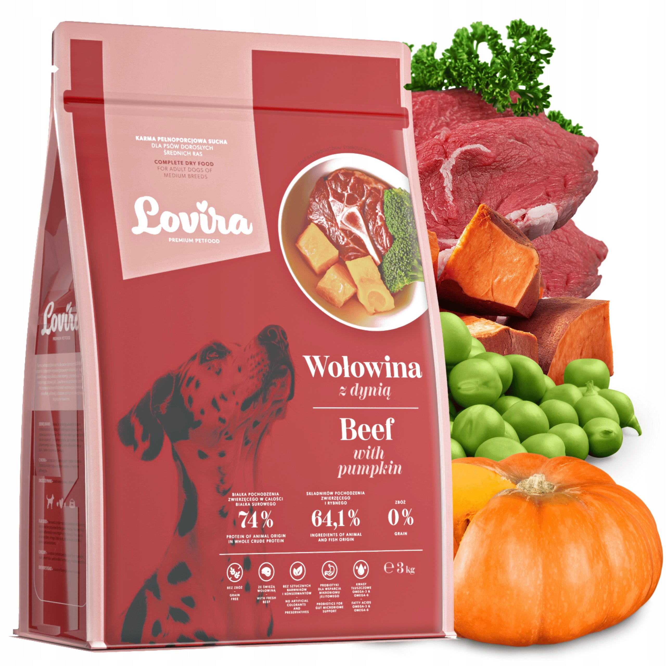 DRY dog FOOD Grain-free BEEF + FREEBIE Dog towel MICROFIBER Packaging status original