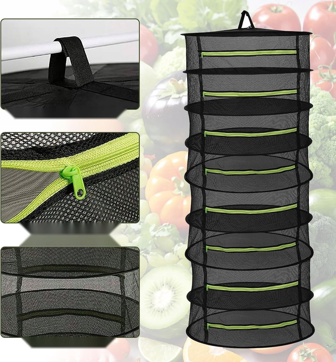 DRYER 6 LAYERS MESH HERBS PLANT HANGING FOLDING BREATHABLE Unfolded width 1 cm
