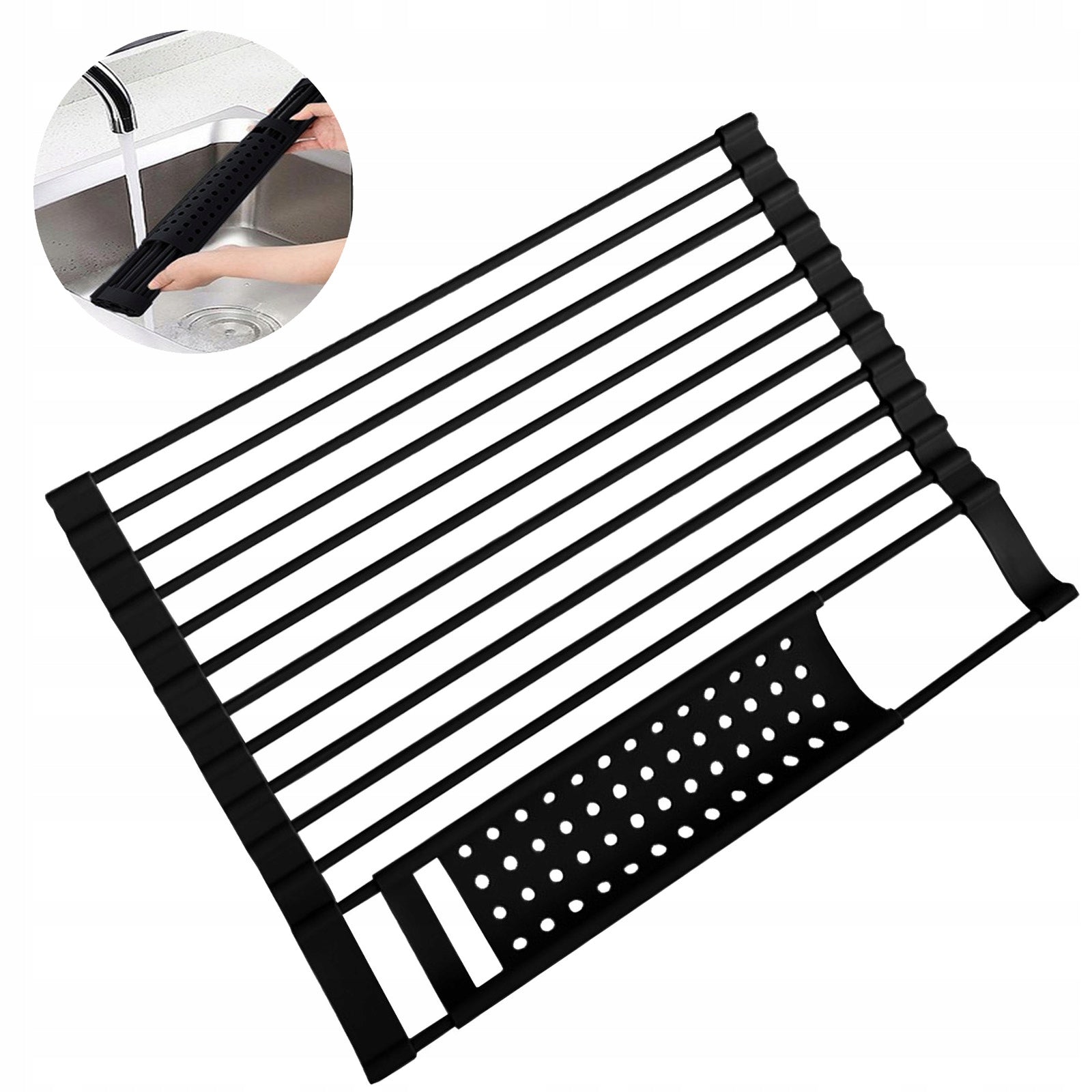 DRYER DISH DRAINER FOLDING GRILLE FOR SINK SILICONE + STAINLESS STEEL. Packaging status original