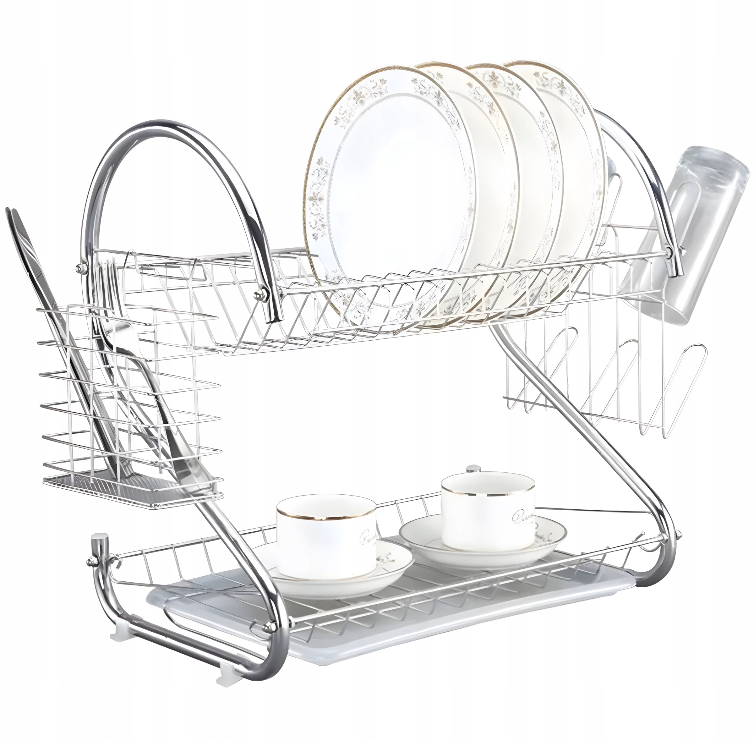 DRYER DISH DRAINER LARGE STANDING TWO-TIER SINK TRAY SILVER Trade name Suszarka do naczyń dwupoziomowa