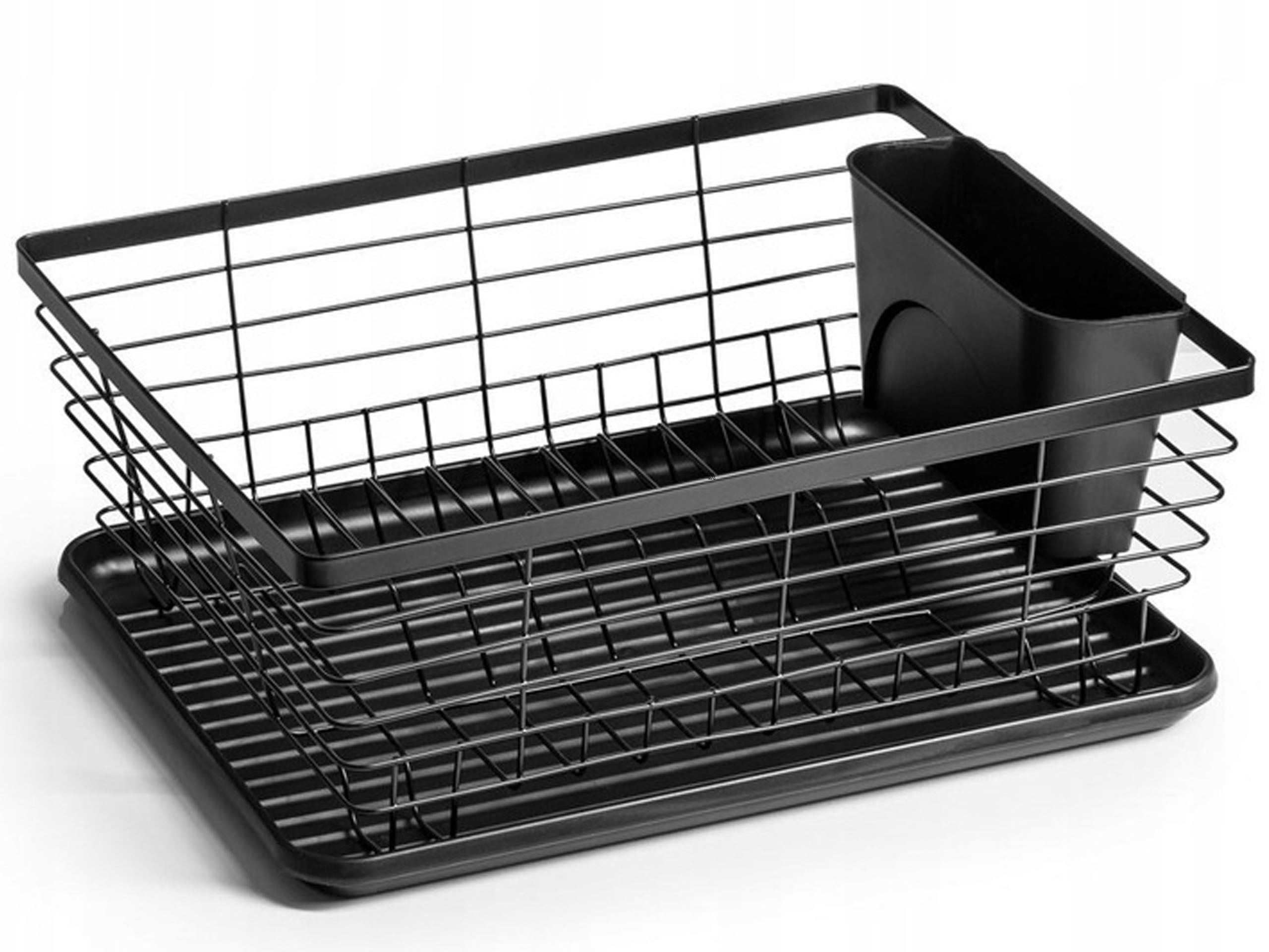 DRYER DISH DRAINER PLATES CUTLERY CUPS METAL BLACK