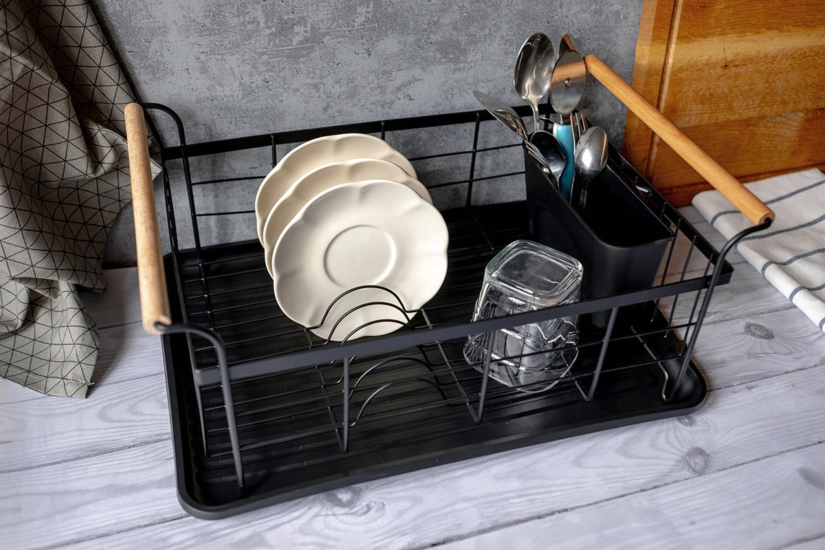 DRYER DRAINER FOR DISHES TWO-LEVEL WITH HANGING TRAY BLACK Brand Brunbeste