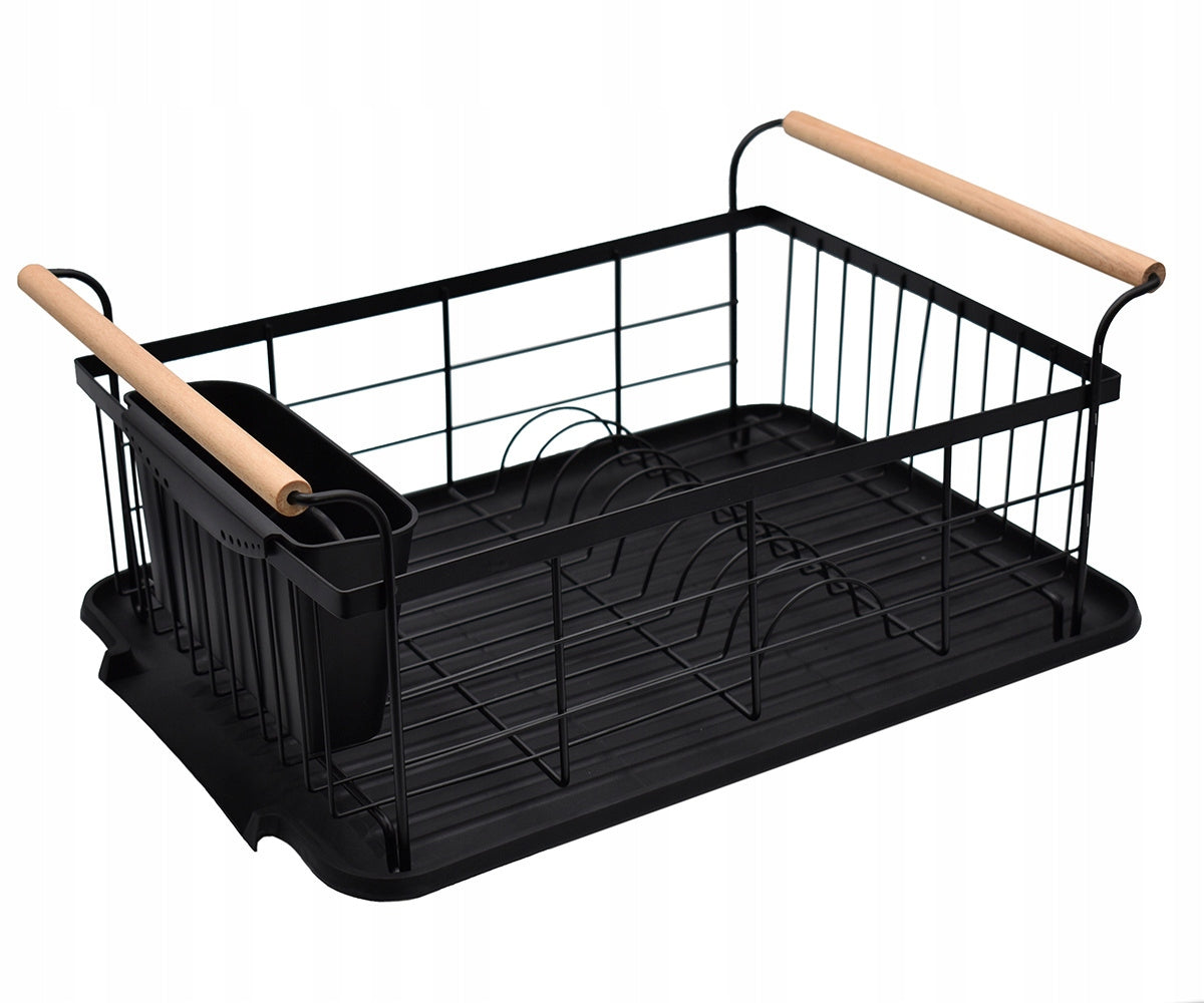 DRYER DRAINER FOR DISHES TWO-LEVEL WITH HANGING TRAY BLACK Length 44 cm