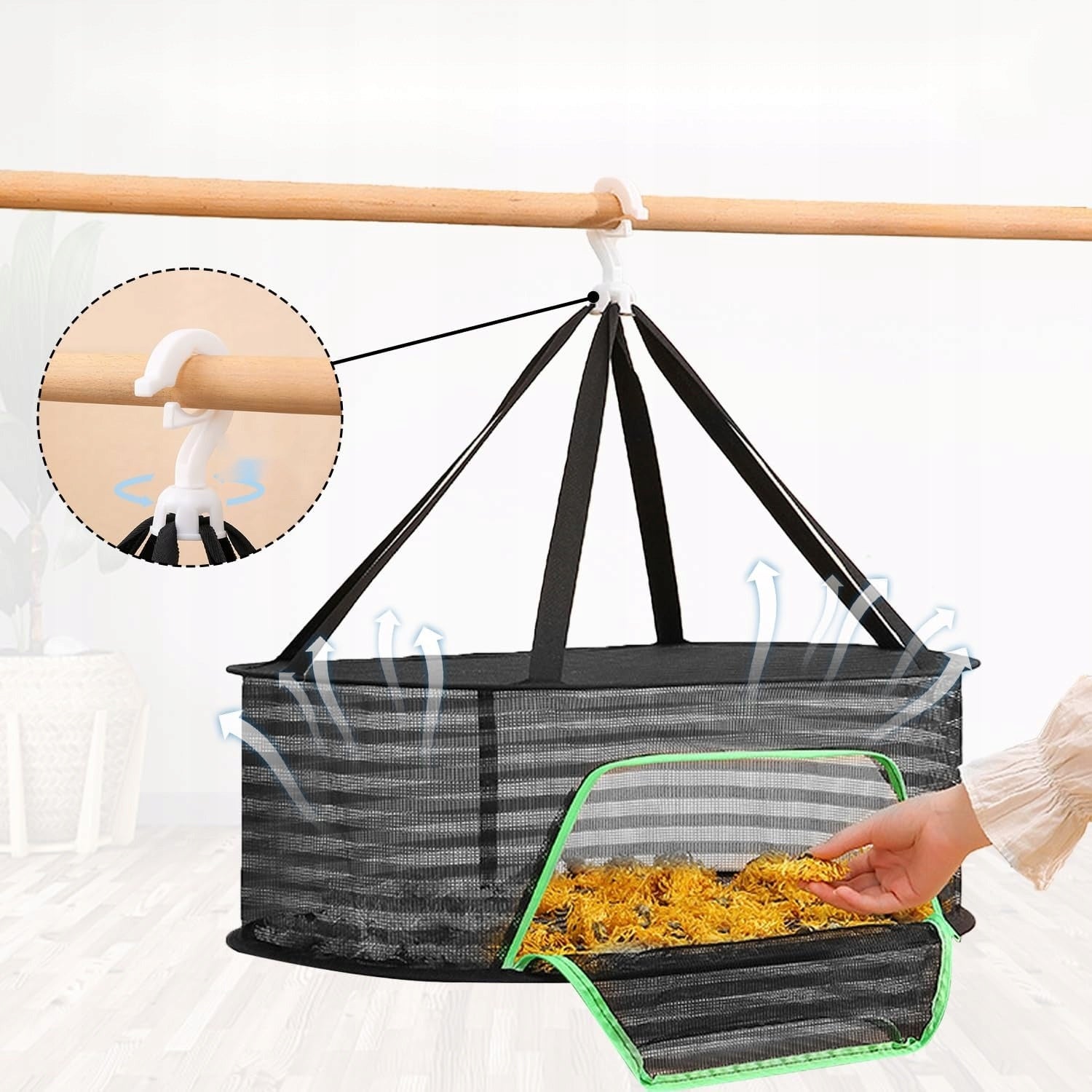 DRYING NET CLOSED 60CM HANGING FOLDING BREATHABLE STABLE Unfolded width 1 cm