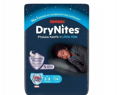 DRYNITES HUGGIES DIAPERS FOR THE NIGHT 3-4 YEARS 12-21 KG 16 PCS