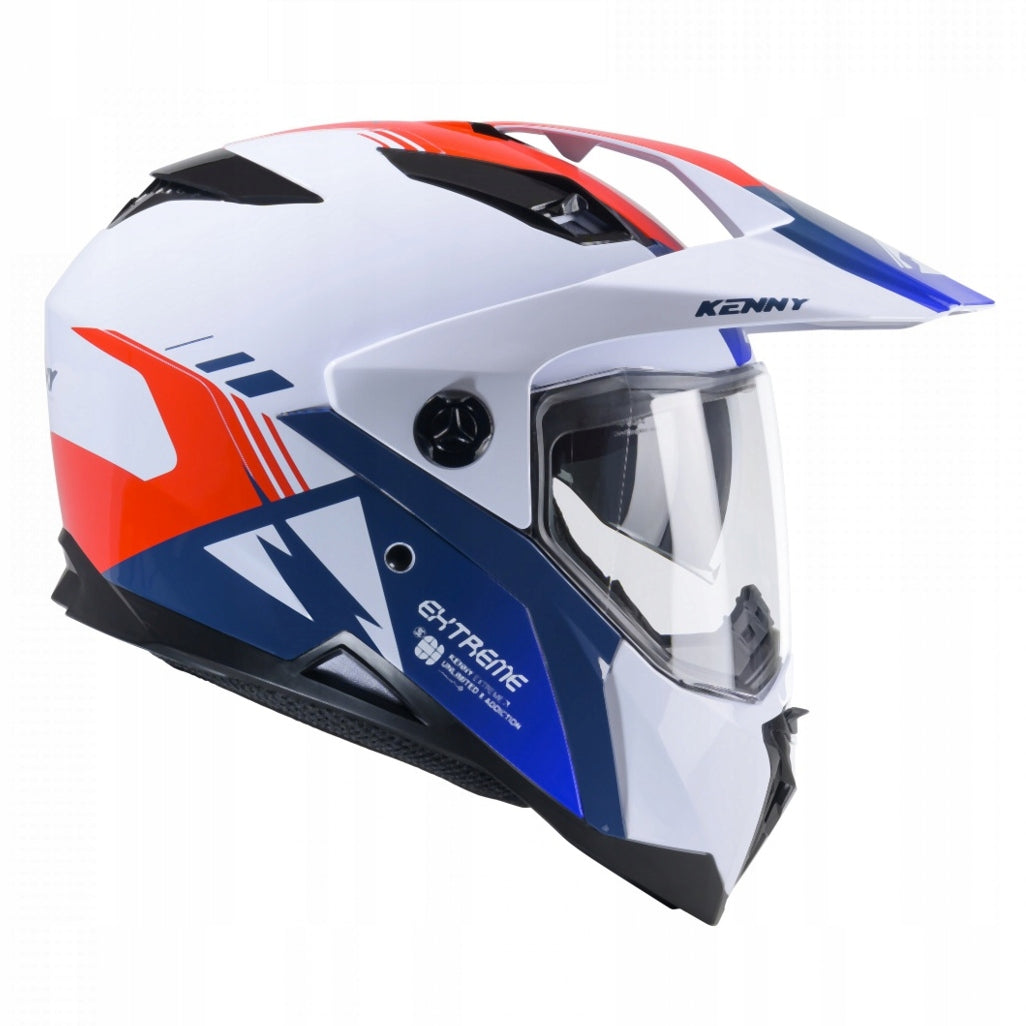 DUAL ADVENTURE HELMET KENNY RACING EXTREME WHITE BLUE RED XS