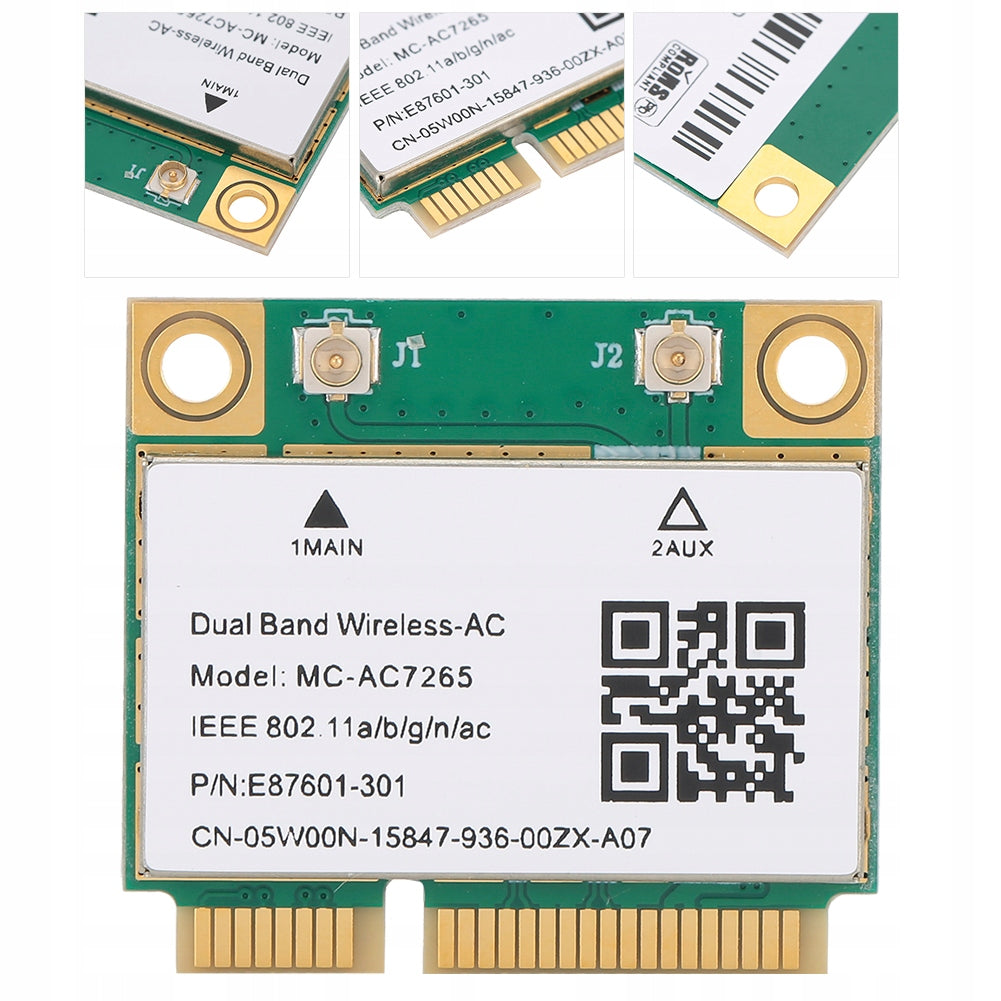 DUAL-BAND NETWORK CARD MC-AC7265 MINI PCI-E 2.4G/5G 1200 MB/S Packaging status original