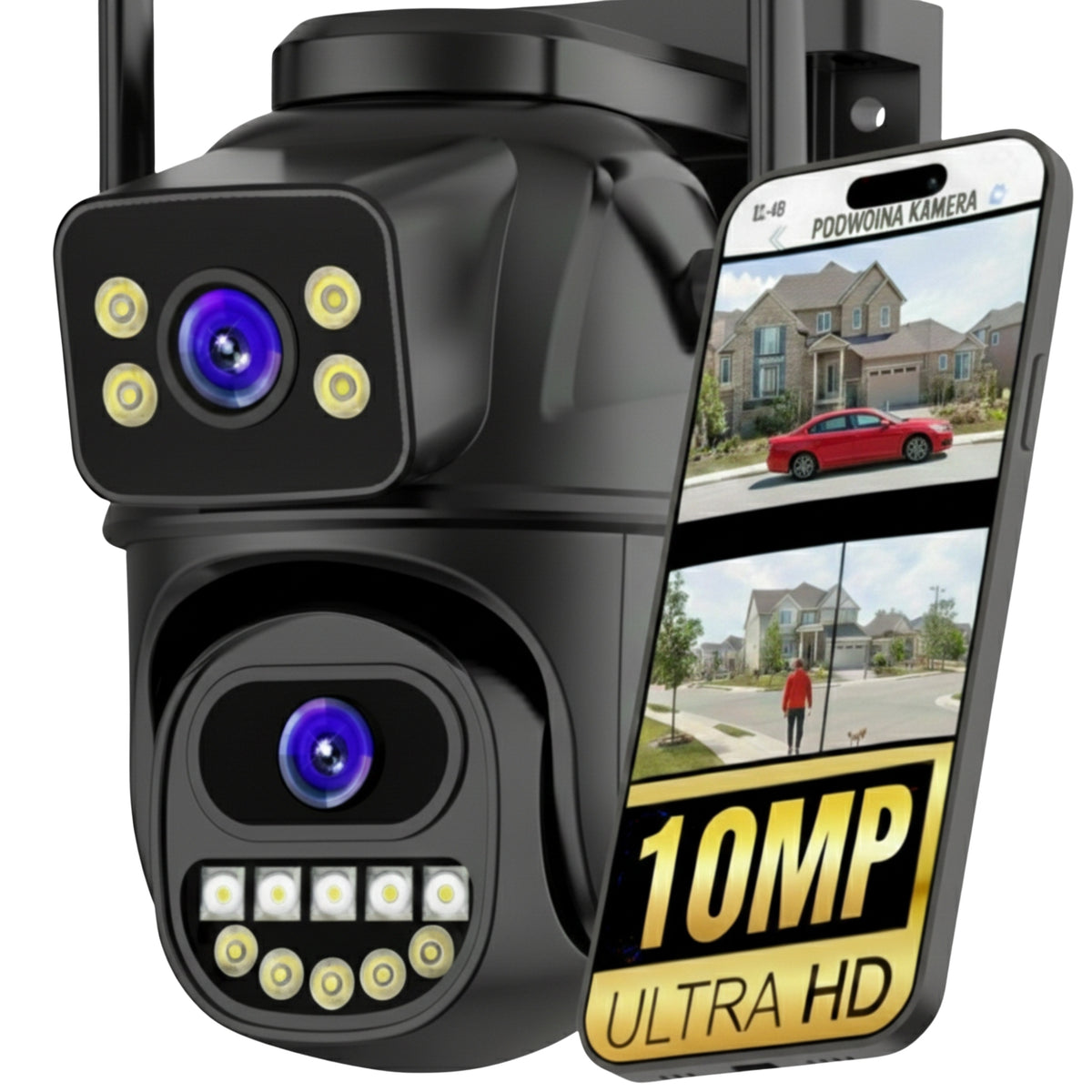 DUAL CAMERA 10MP ZOOM OUTDOOR ROTATING UHD IP WIFI ALARM DETECTION Packaging status original