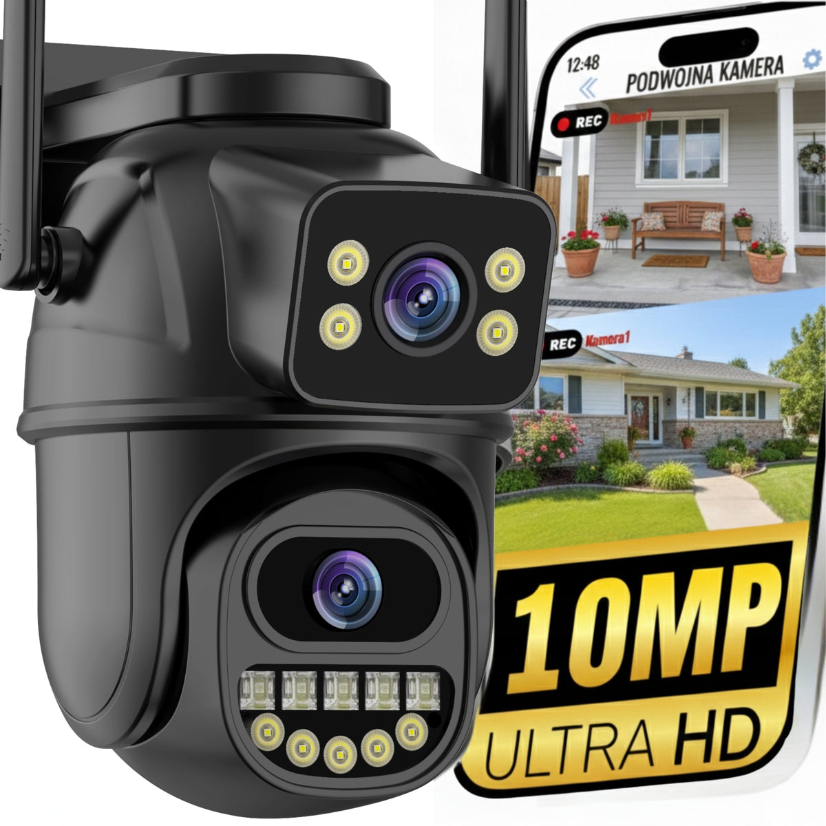 DUAL CAMERA 10MP ZOOM OUTDOOR ROTATING UHD IP WIFI ALARM DETECTION