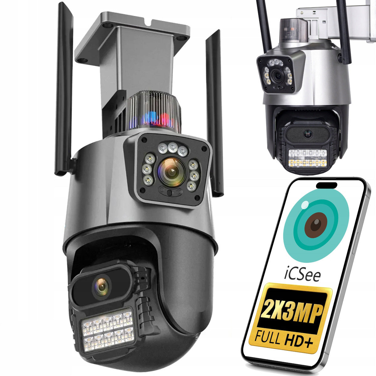 DUAL CAMERA 2IN1 OUTDOOR ROTATING IP WIFI FULL HD+ FOR 6MP SURVEILLANCE