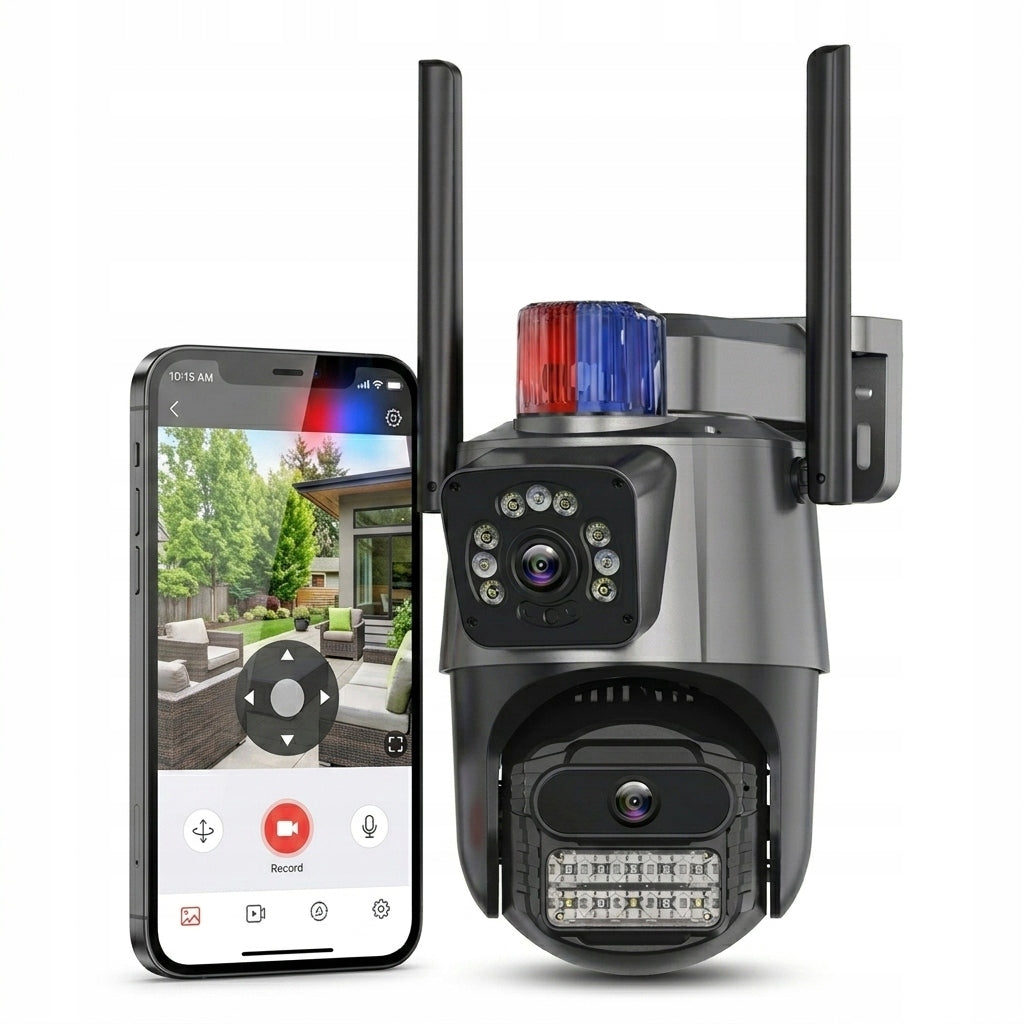 DUAL CAMERA 2X3MP 2.4GHz ZOOM OUTDOOR ROTATING IP WIFI ALARM ROOSTER