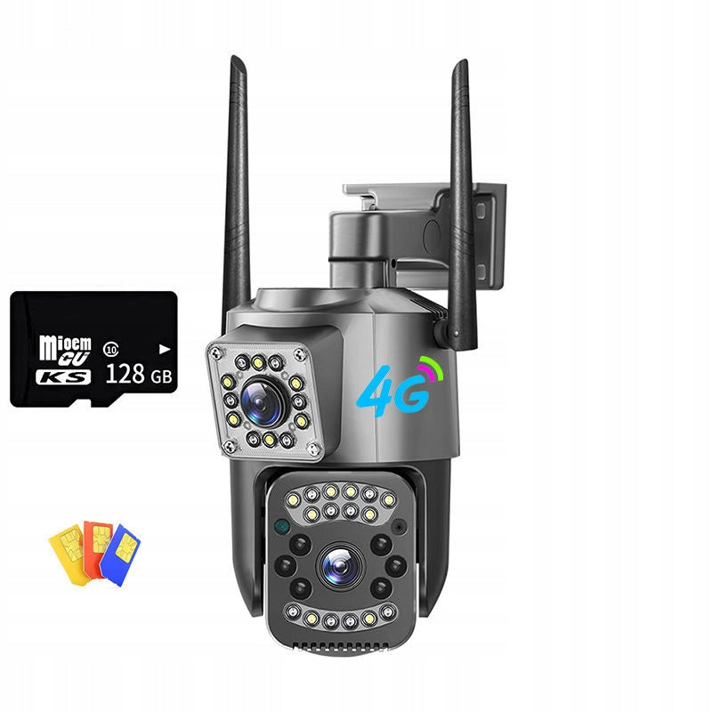 DUAL CAMERA IP GSM SMART ROTATING 4MPX 2K TO SIM CARD 4G 5G LTE AUDIO