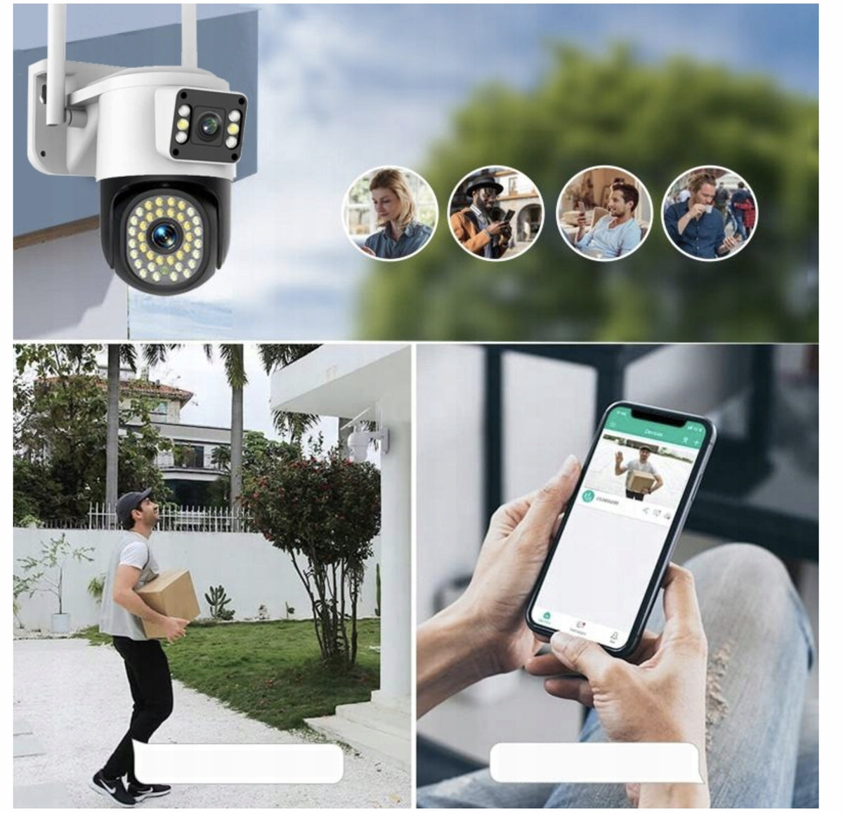 DUAL CAMERA WIFI IP SMART OUTDOOR ROTATING QHD 2x 4MP ZOOM APP EAN (GTIN) 4016500171887